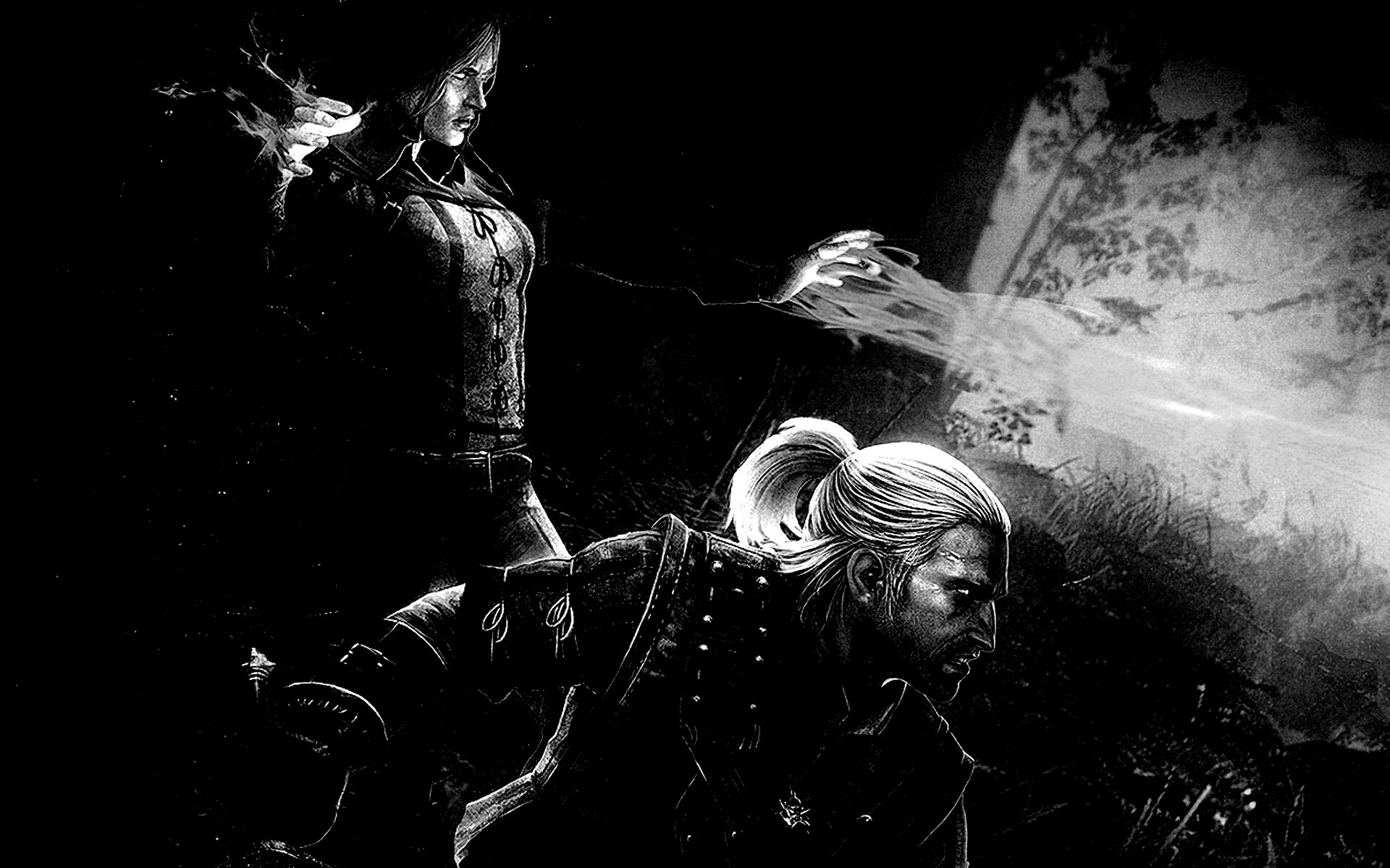 Геральт и Трисс в бою обои