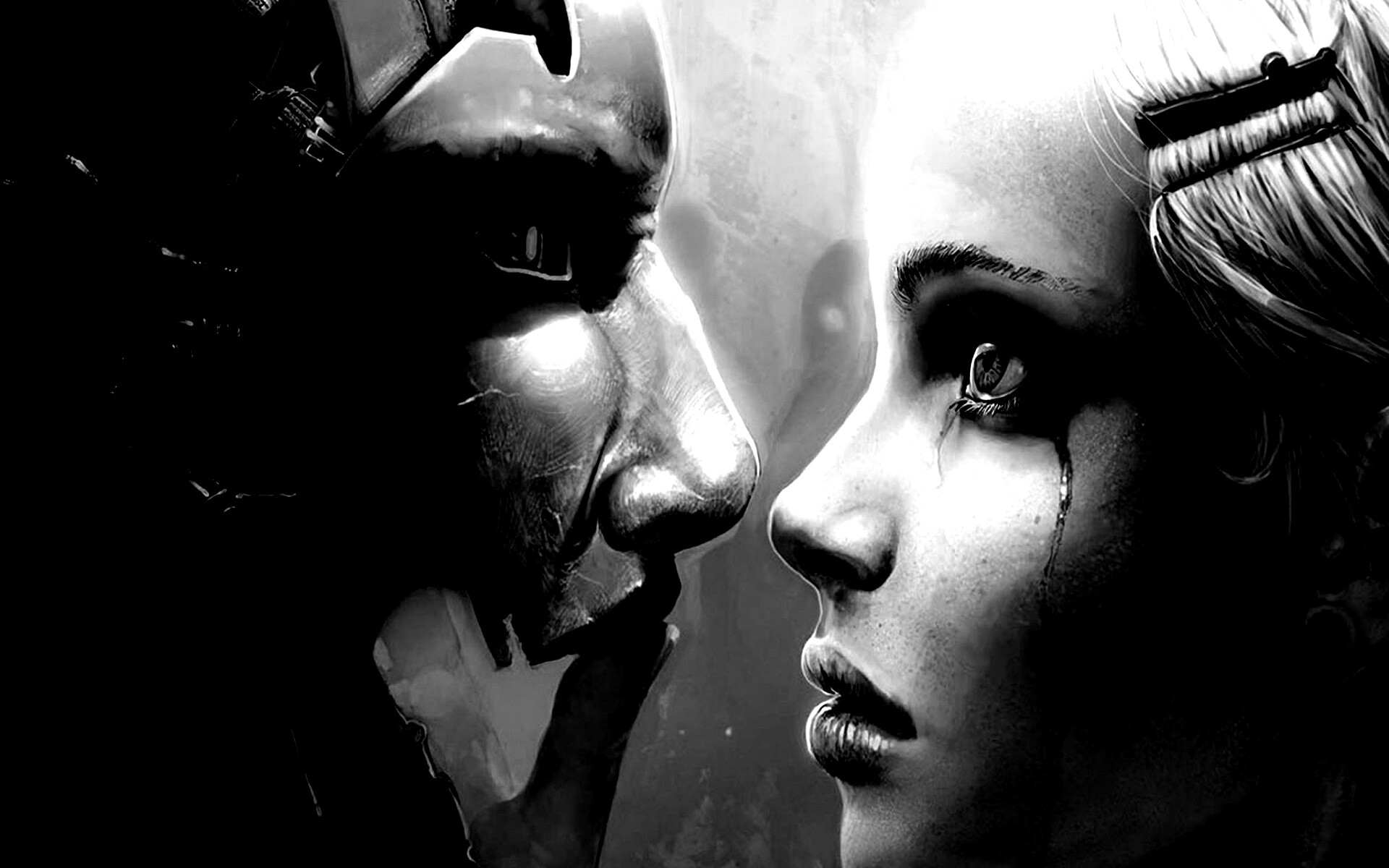 Девушка и робот обои