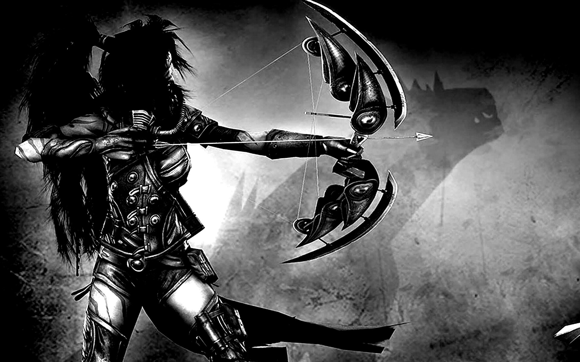 Лучница с боевым псмо обои