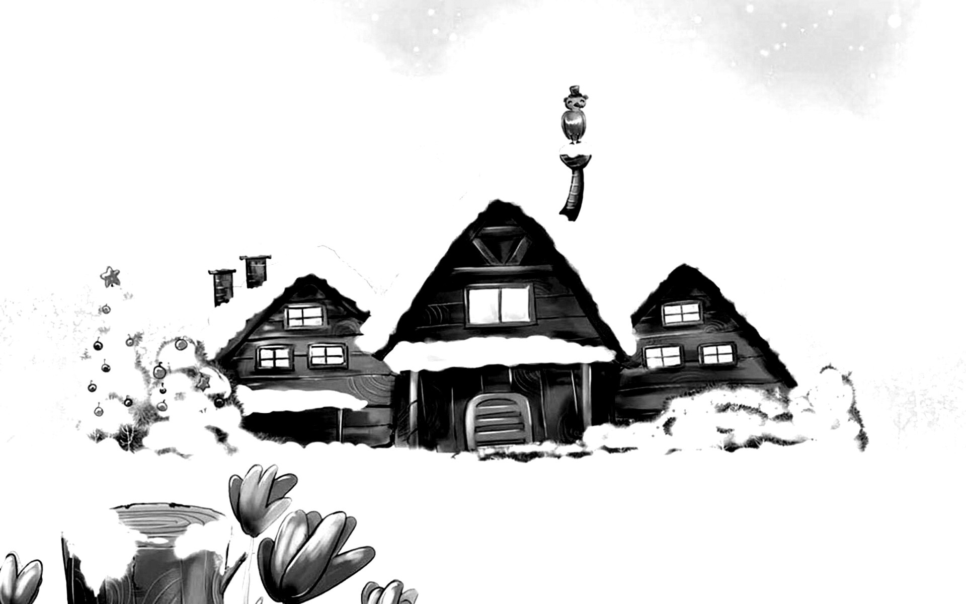 Деревня в новый год обои