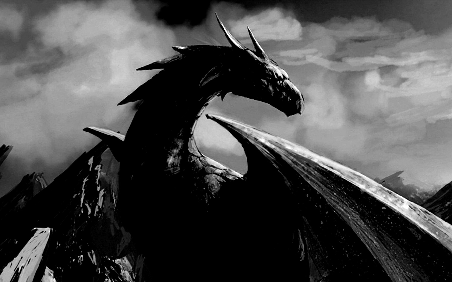 Дракон на вершине скалы обои