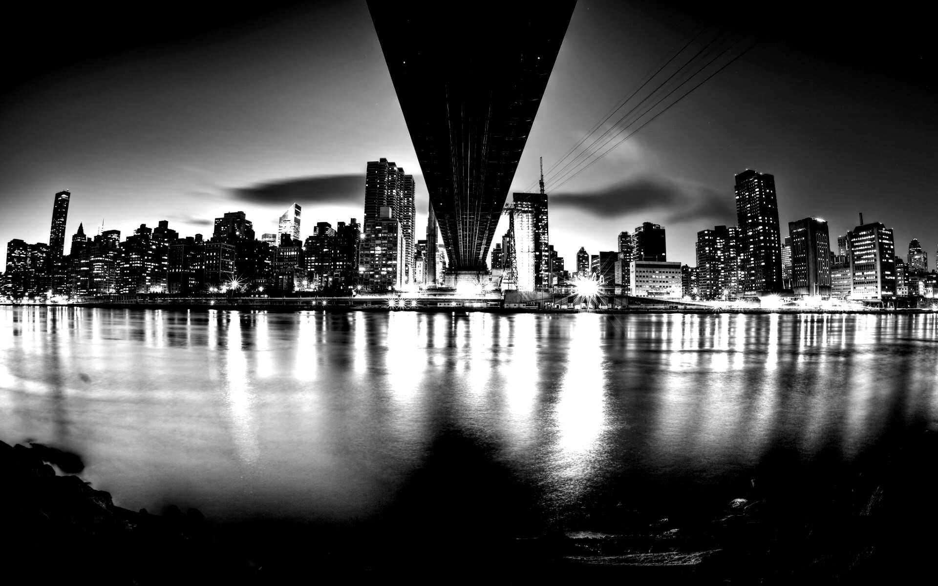 Вид на Остров Рузвельта из-под моста Квиснборо обои