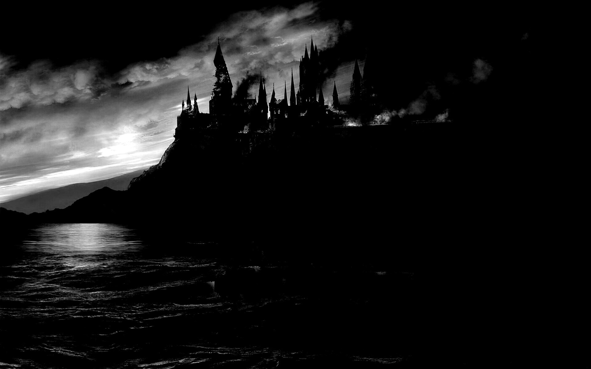 Хогвартс охваченный пламенем обои