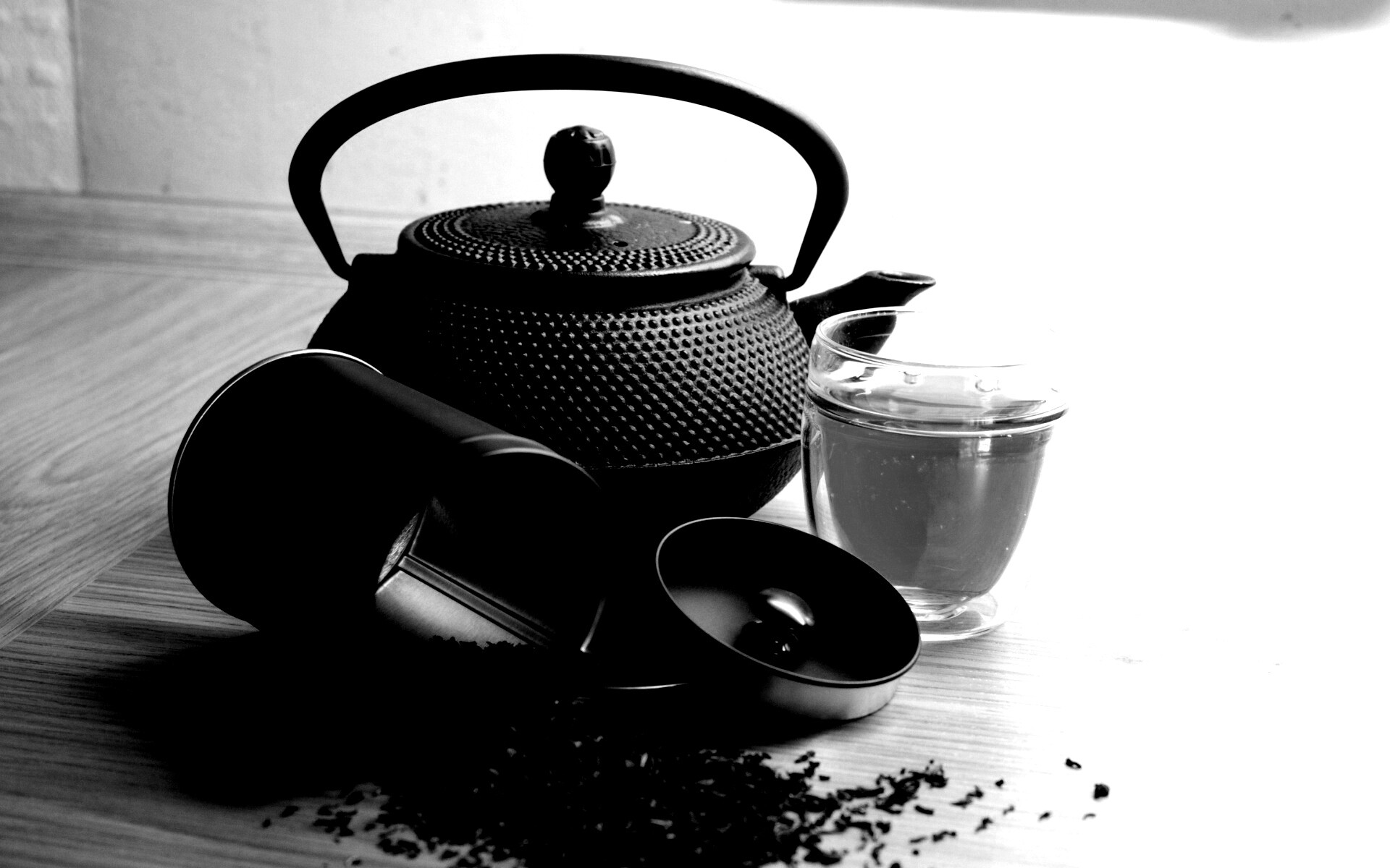 Черный чайный набор обои