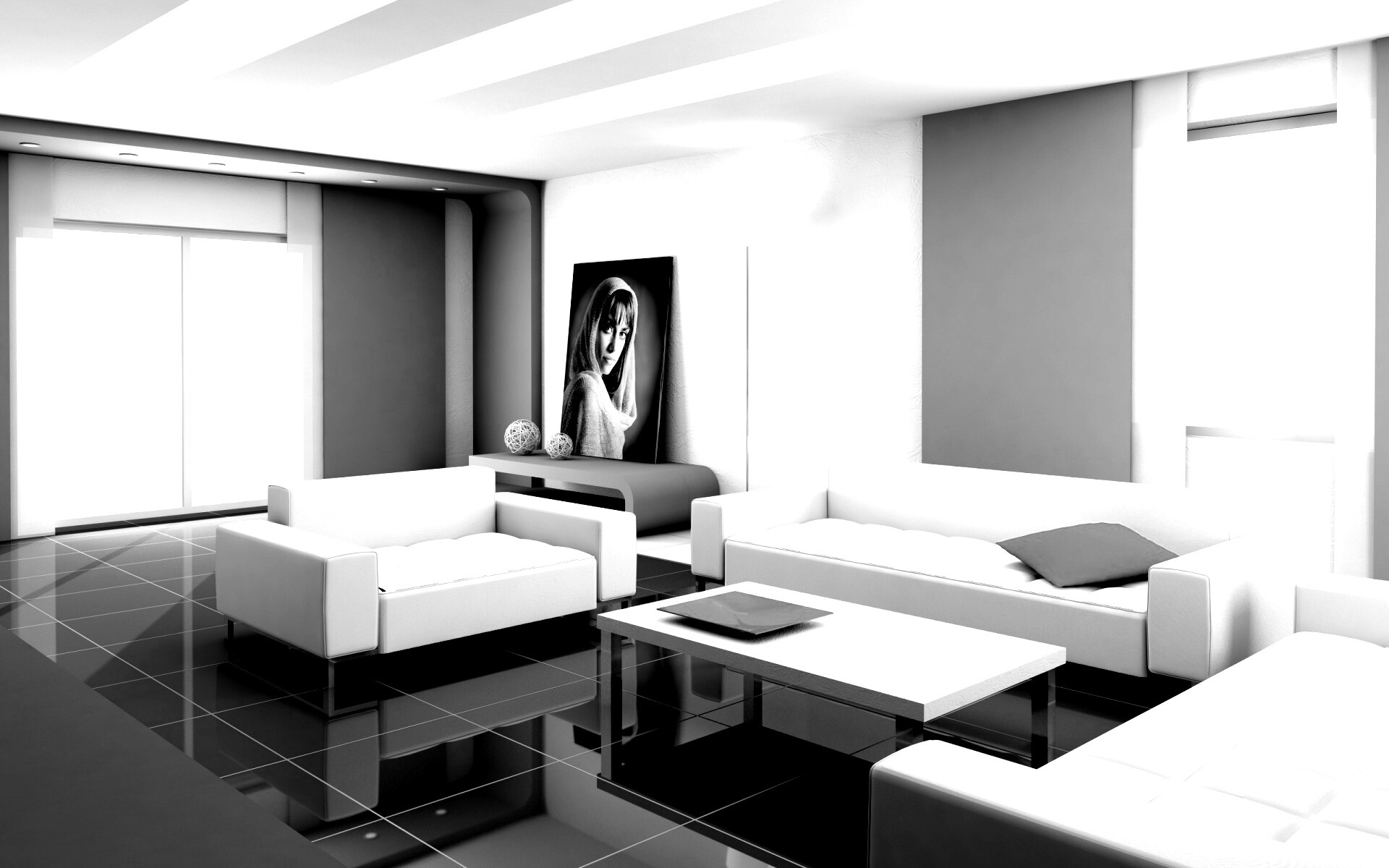 Белая гостинная обои