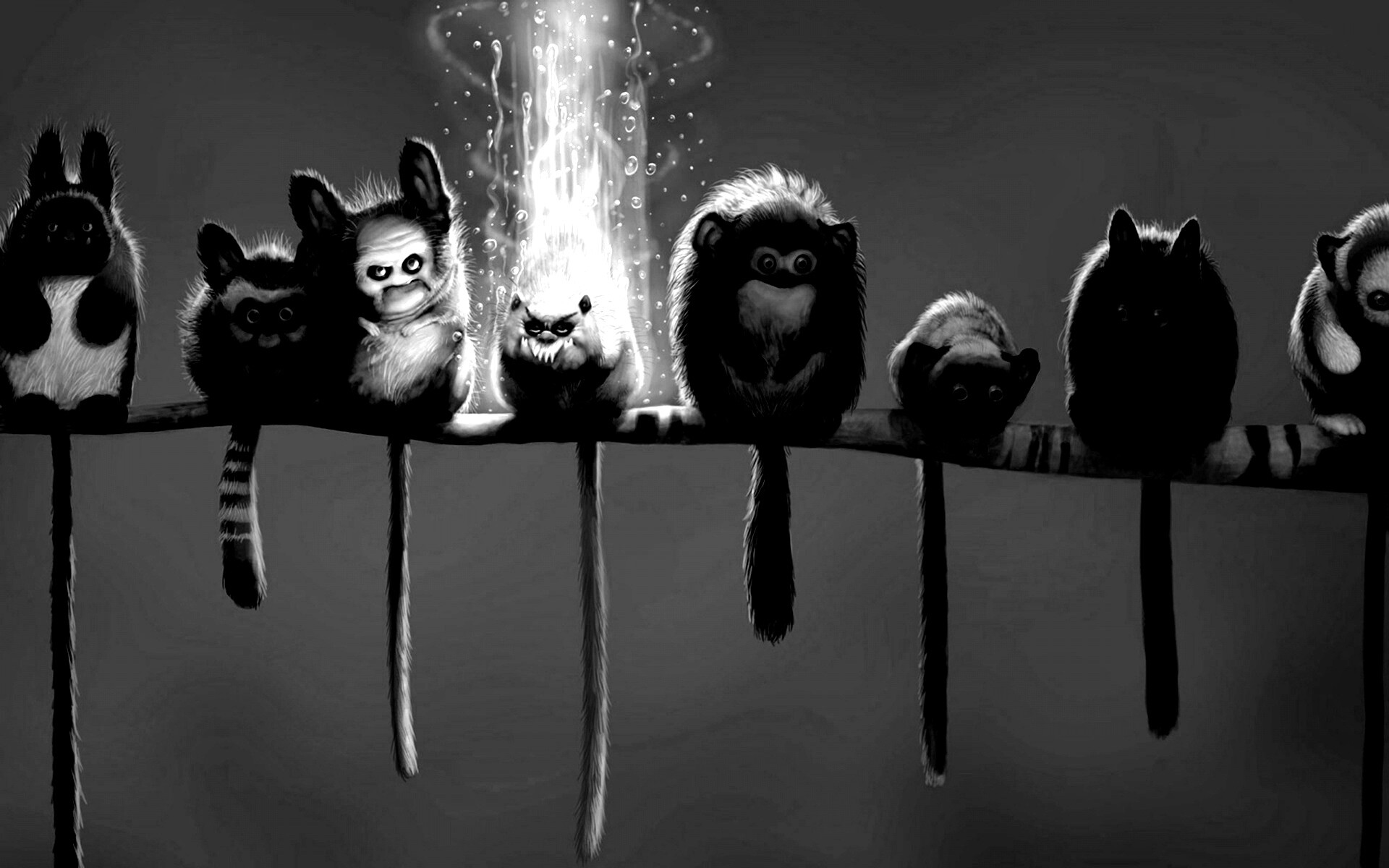 Существа на ветке обои