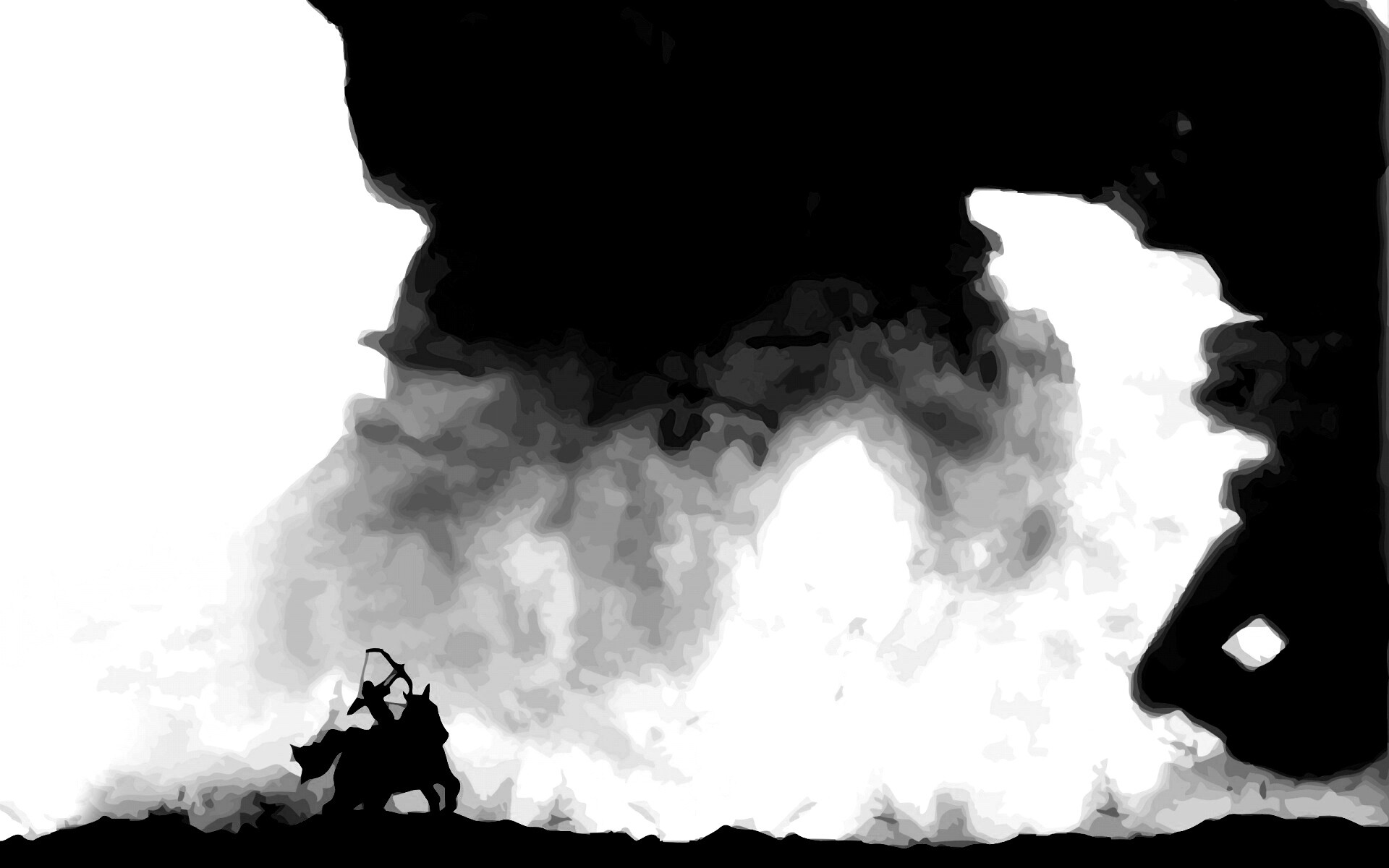 Всадник и огромный голем обои