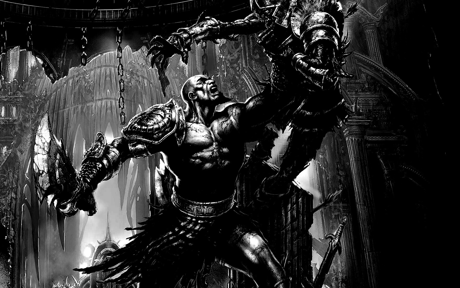 Кратос с мечем обои