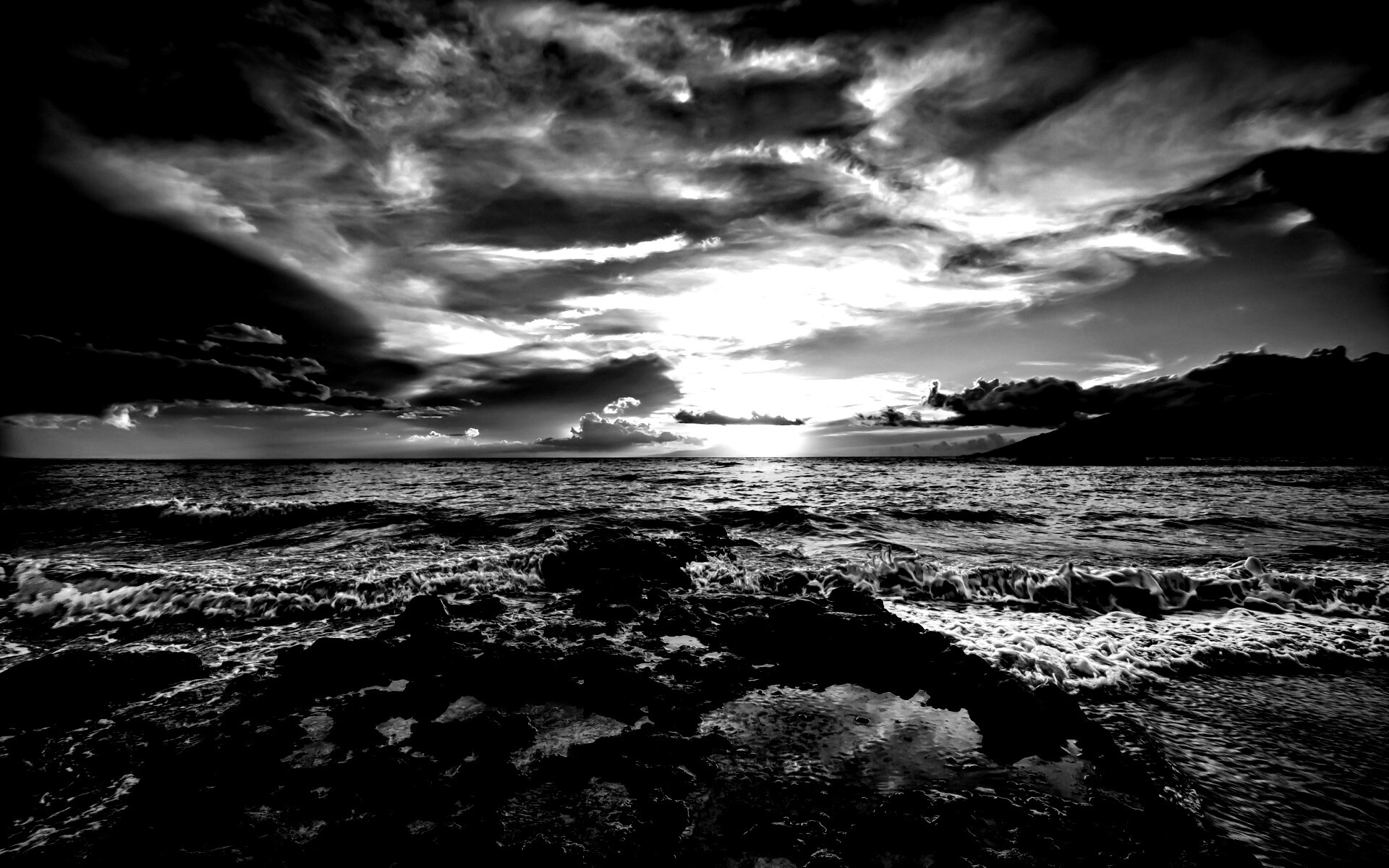 Закат на море обои