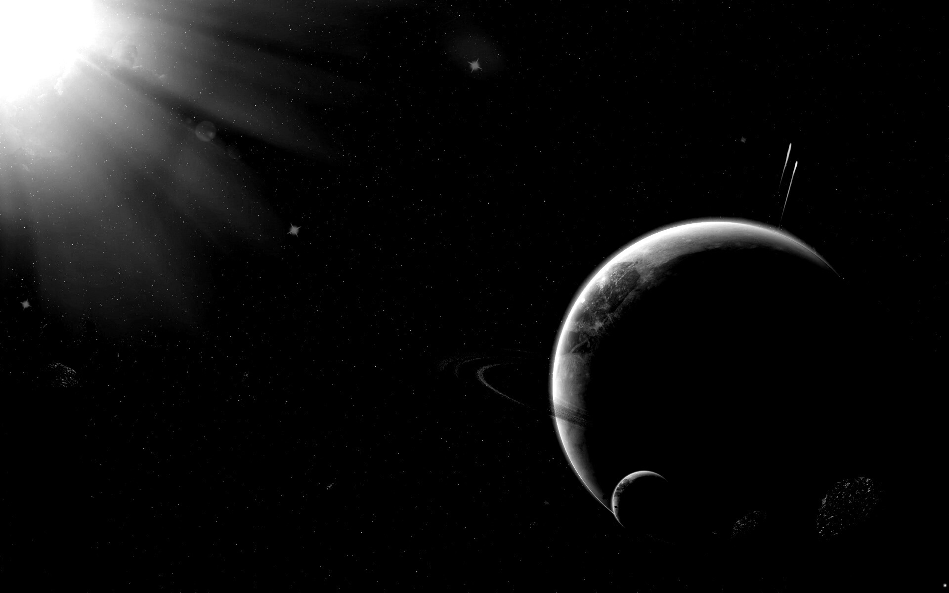 Пояс астероидов вблизи планеты обои