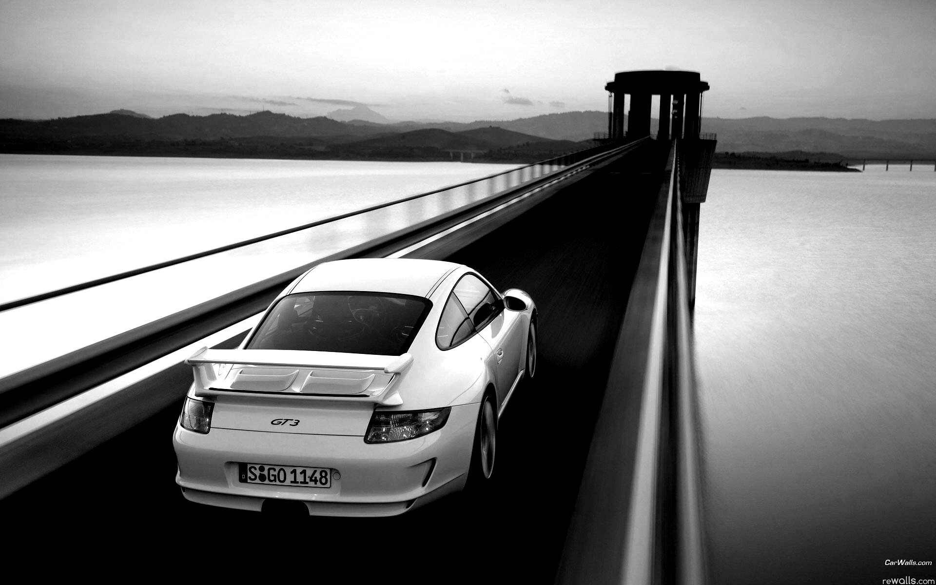 Порше на дамбе обои