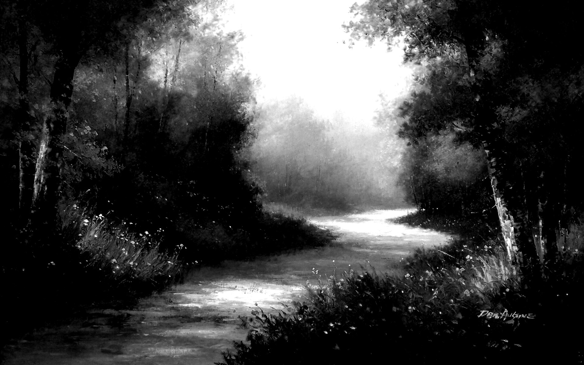 Рисунок лесной дороги обои