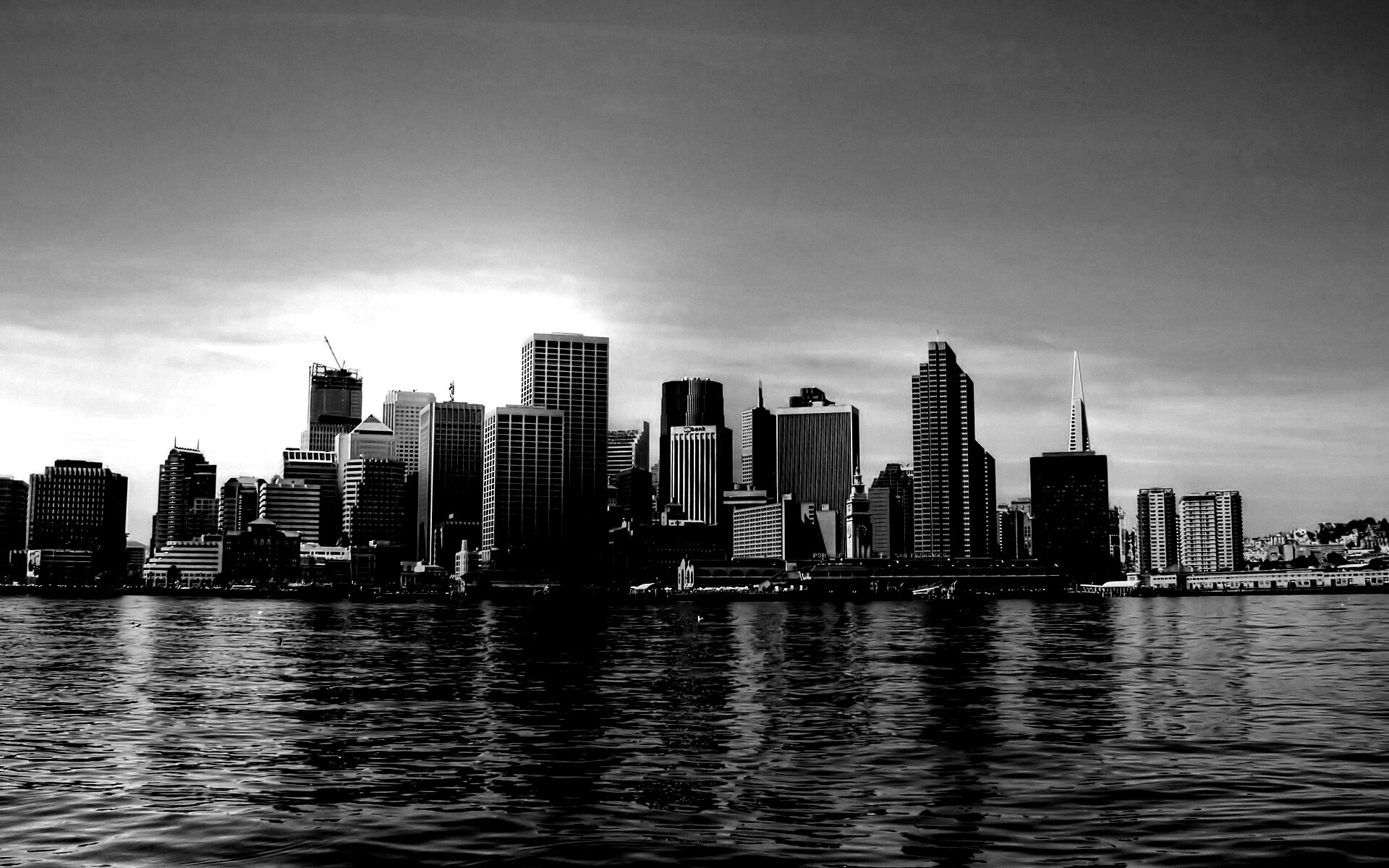 Небоскребы на береговой линии обои