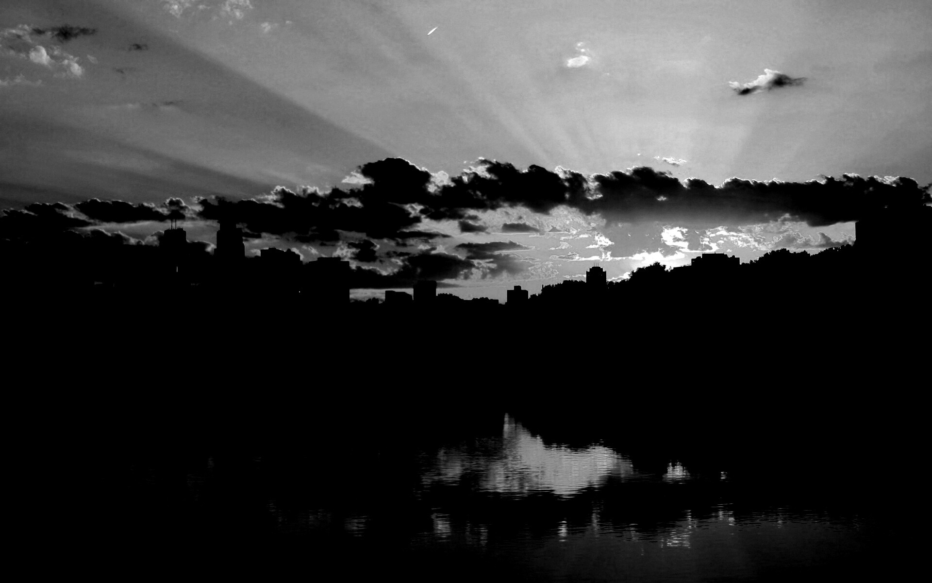 Закат над городом обои