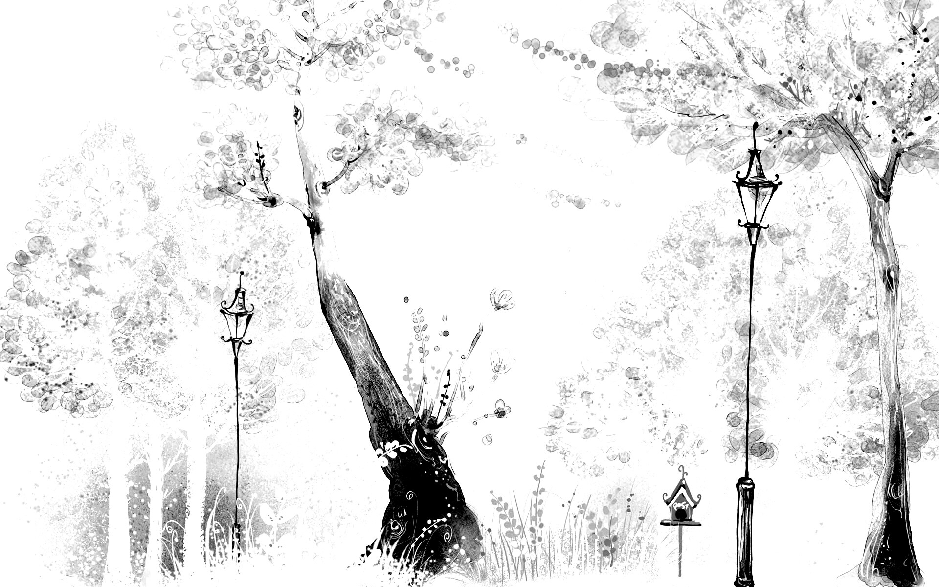 Фонари в парке обои