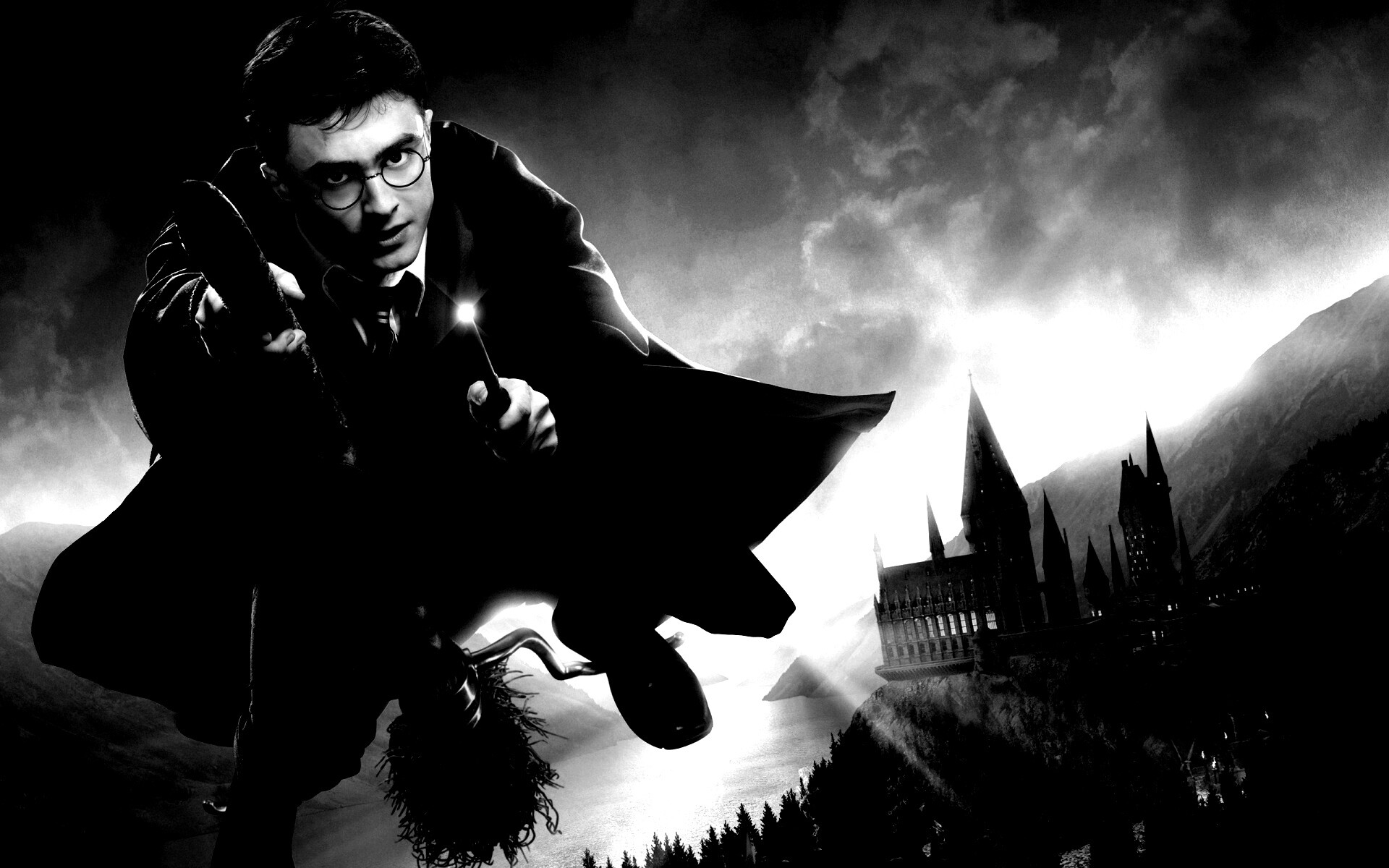 Гарри Поттер на метле обои