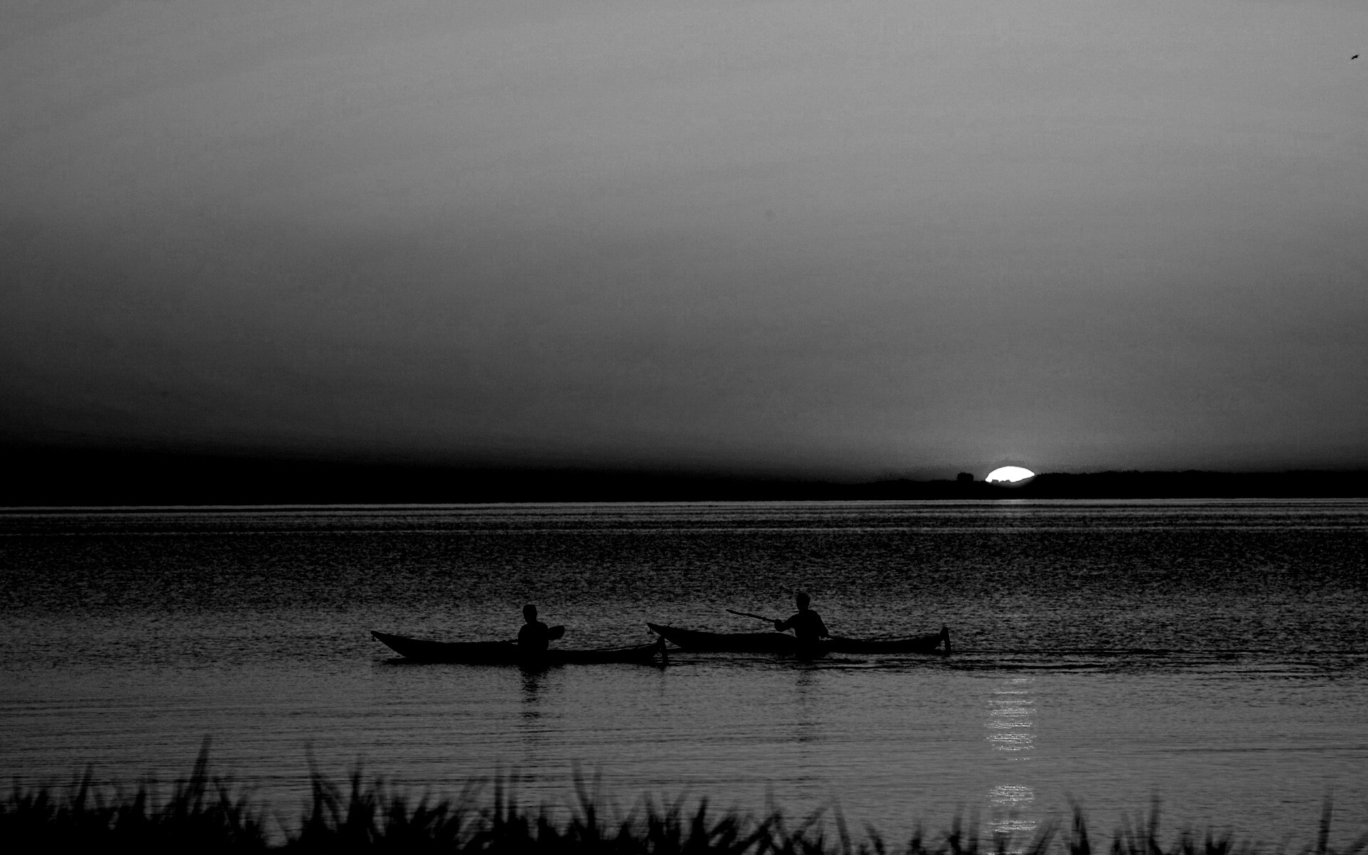 Рыбаки на лодках обои