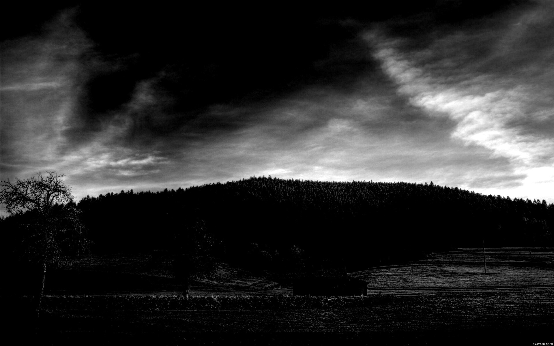 Домик в поле обои