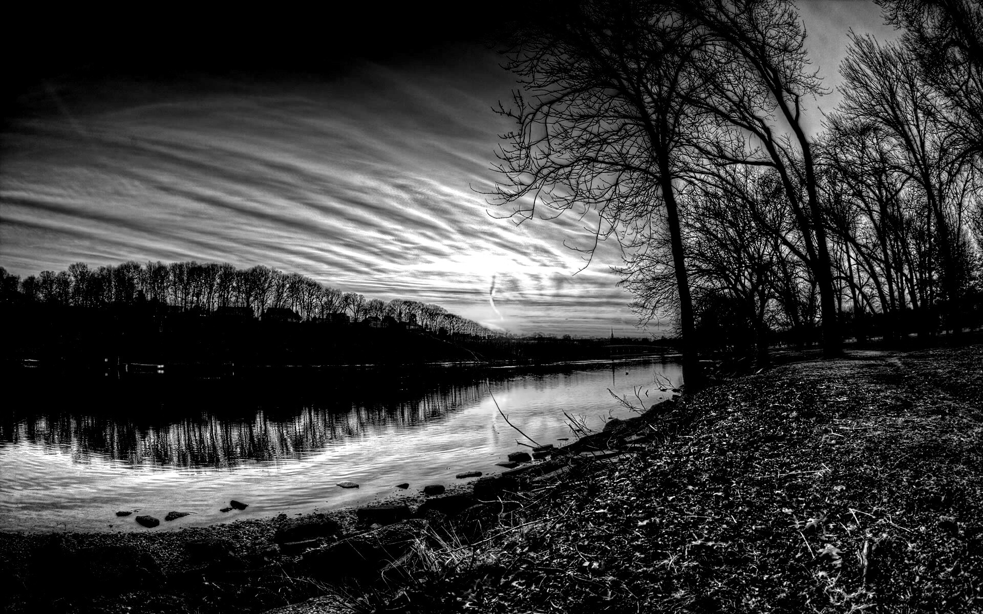 Осенний закат обои