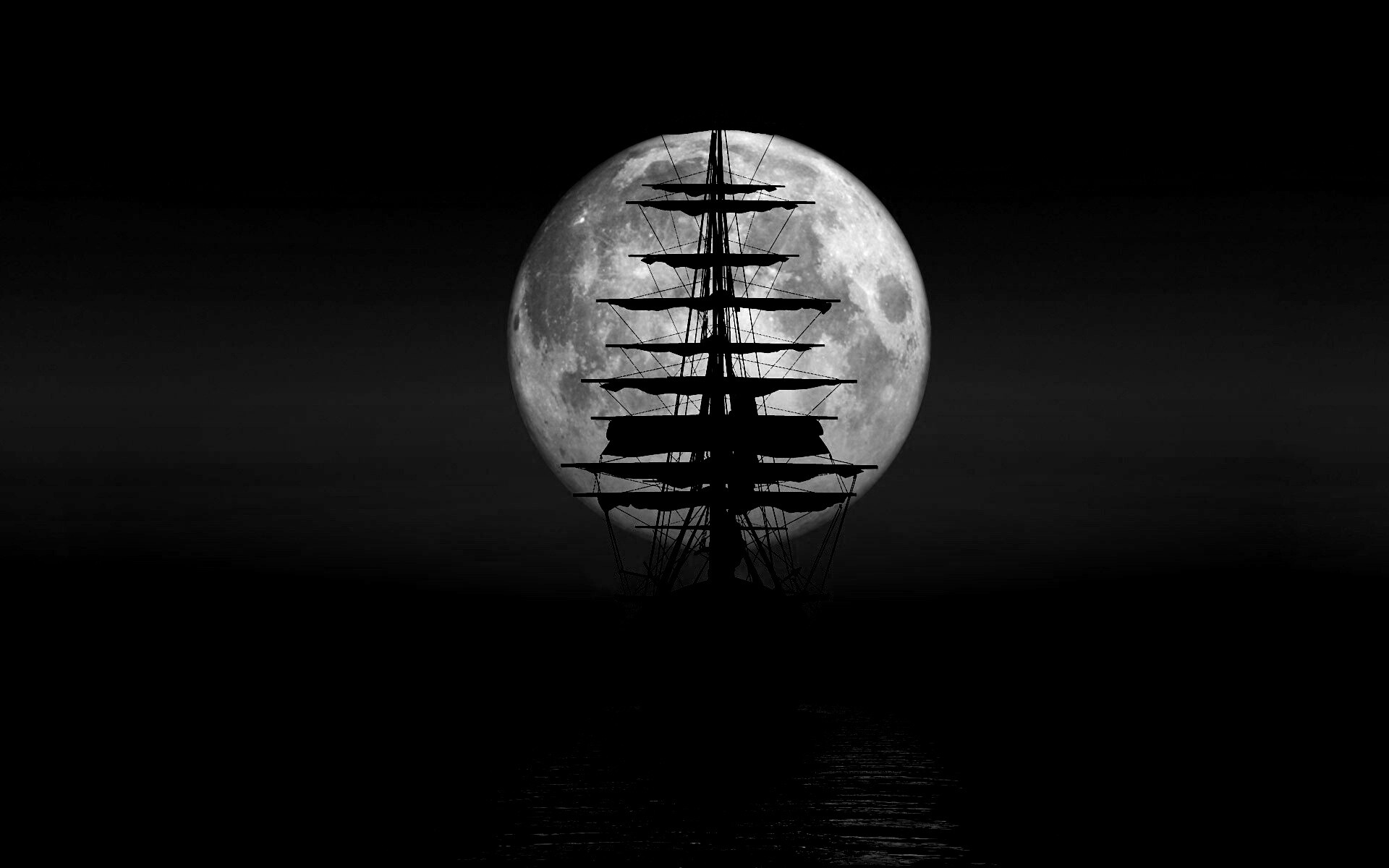 Корабль со спущенными парусами обои