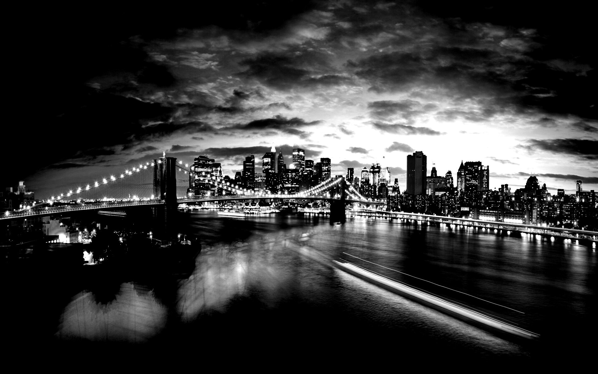 Мост в Нью-Йорке ночью обои