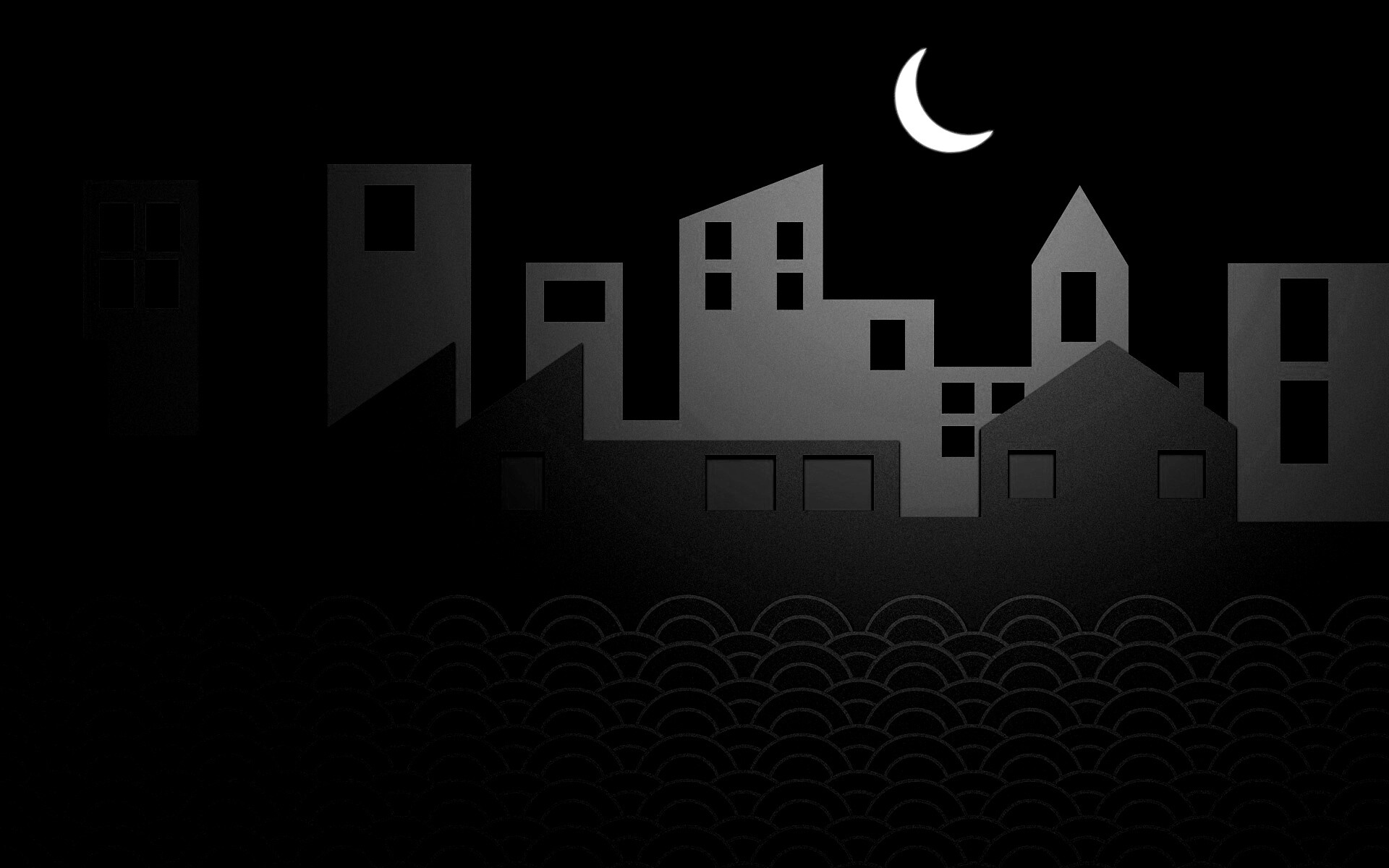 Ночной город на реке обои