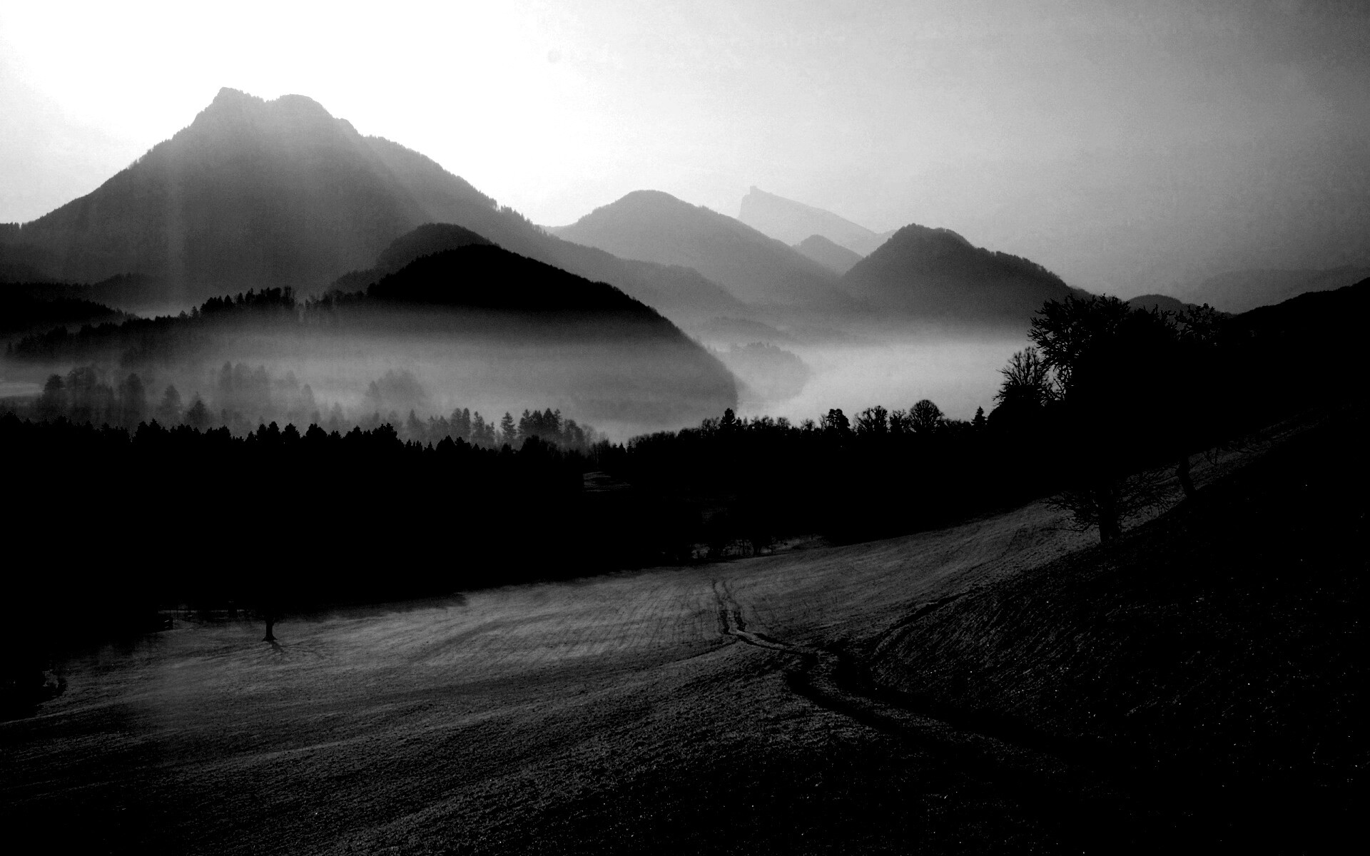 Дорога в туманную долину обои