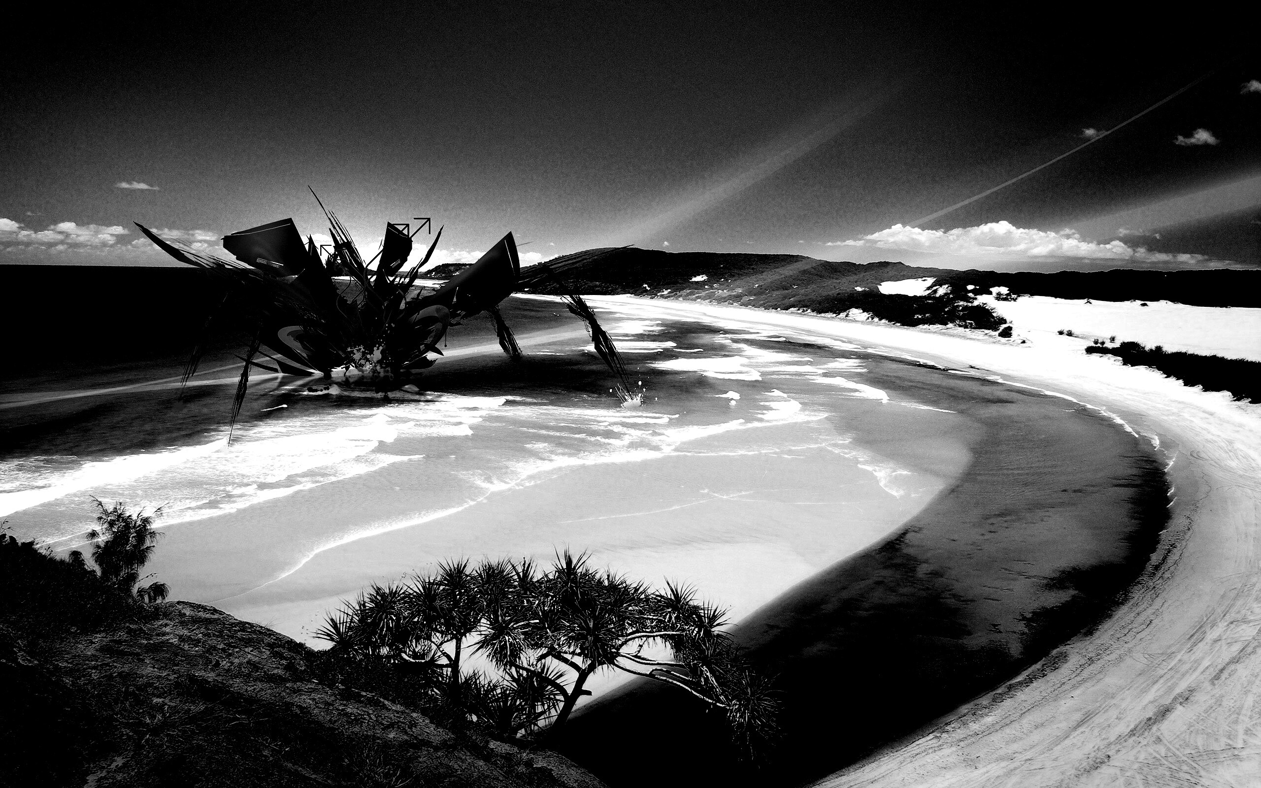 Робот на побережье обои