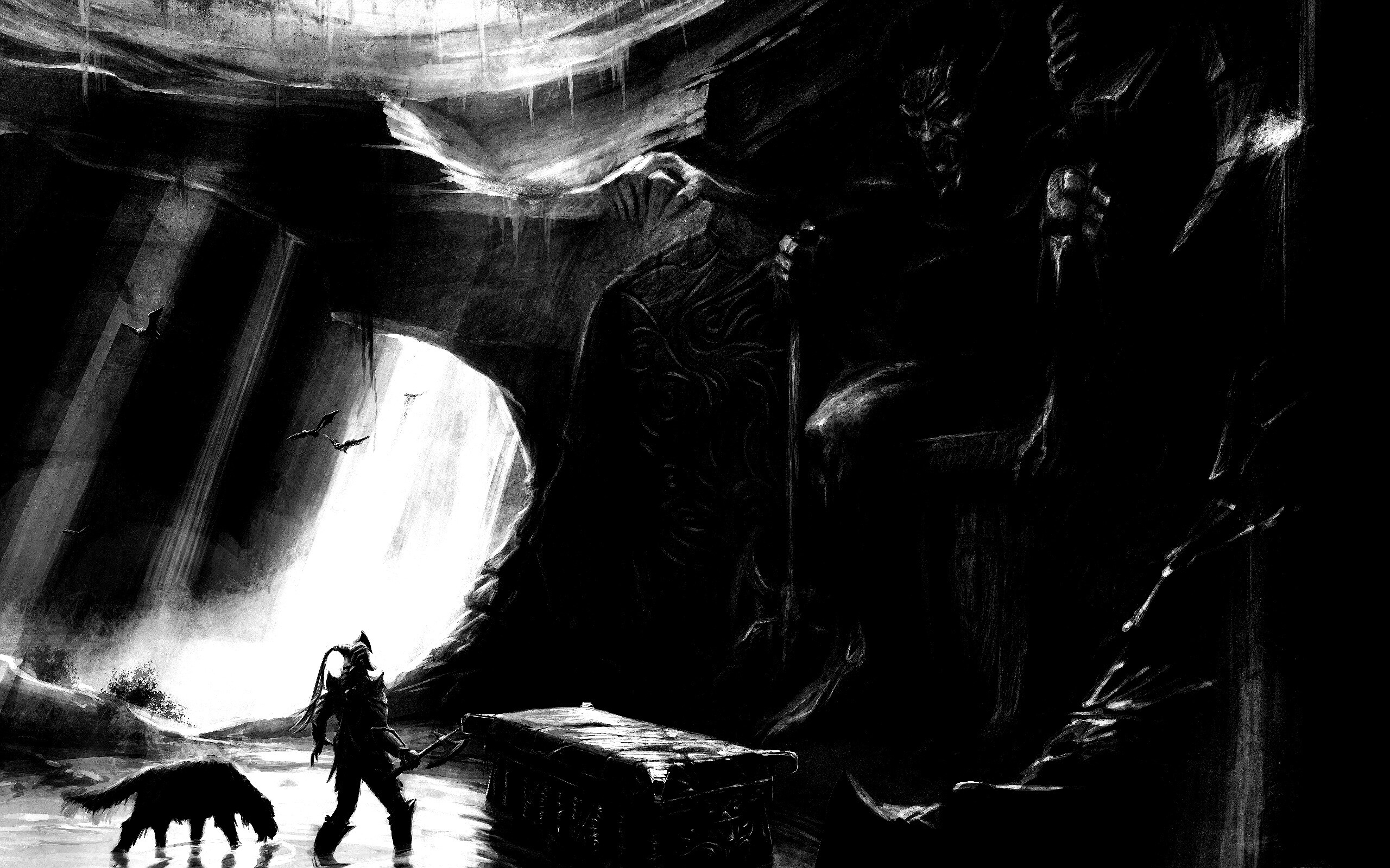 Довакин и Барбас в святилище Клавикуса Вайла обои