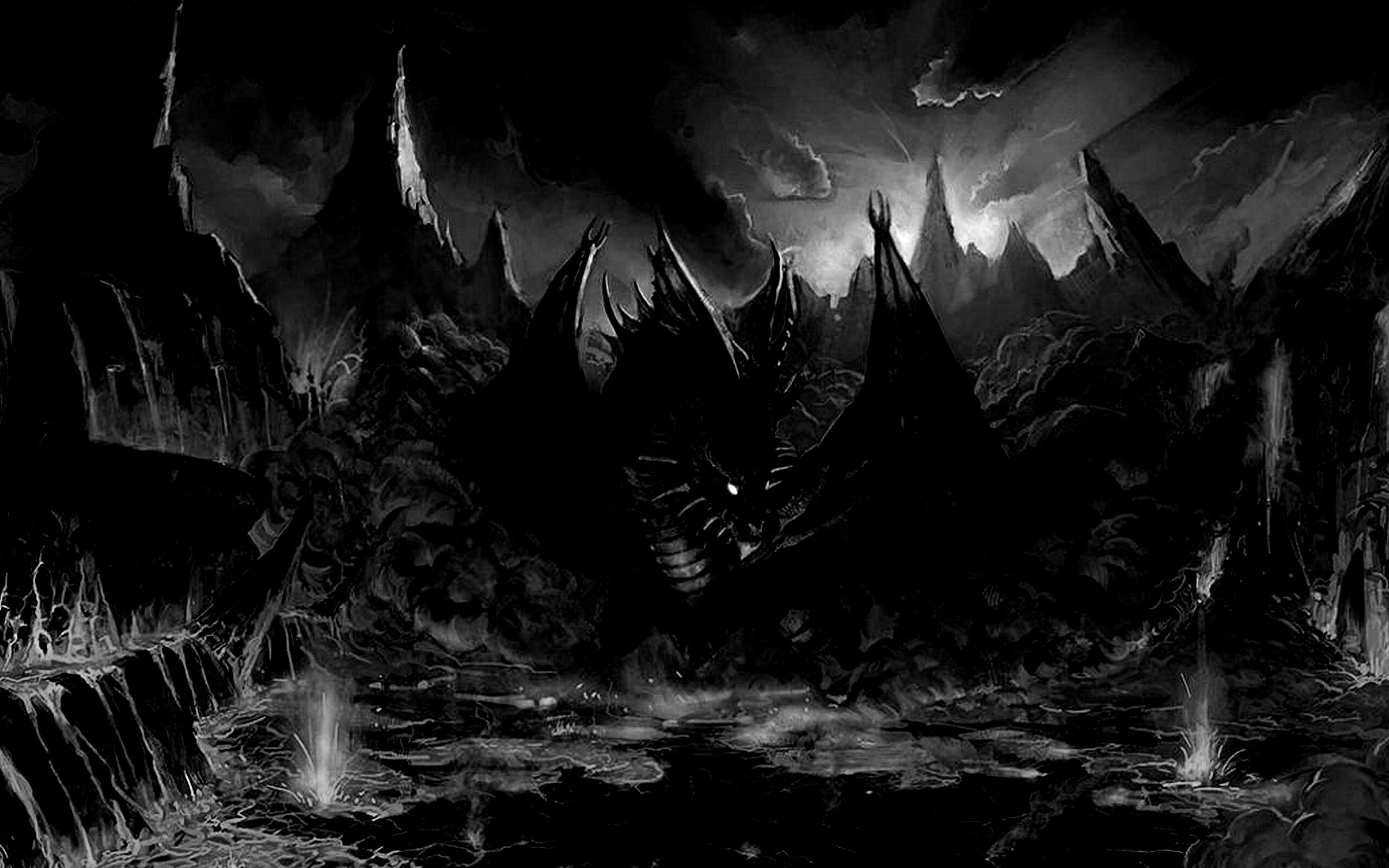 Дракон в лаве обои