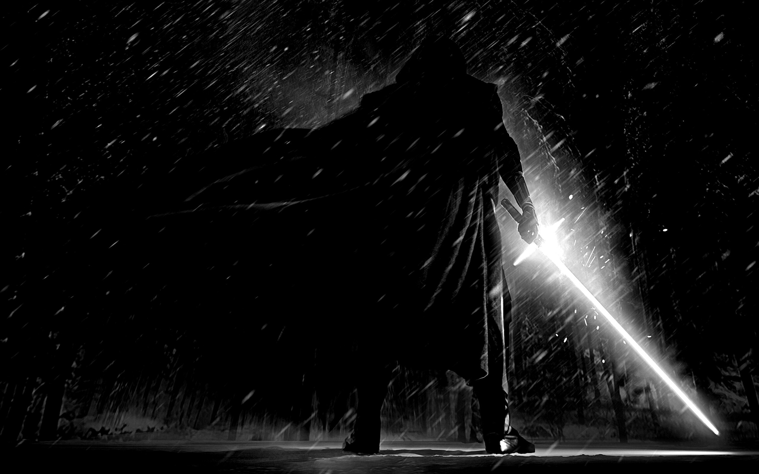 Кайло Рен в зимнем лесу обои