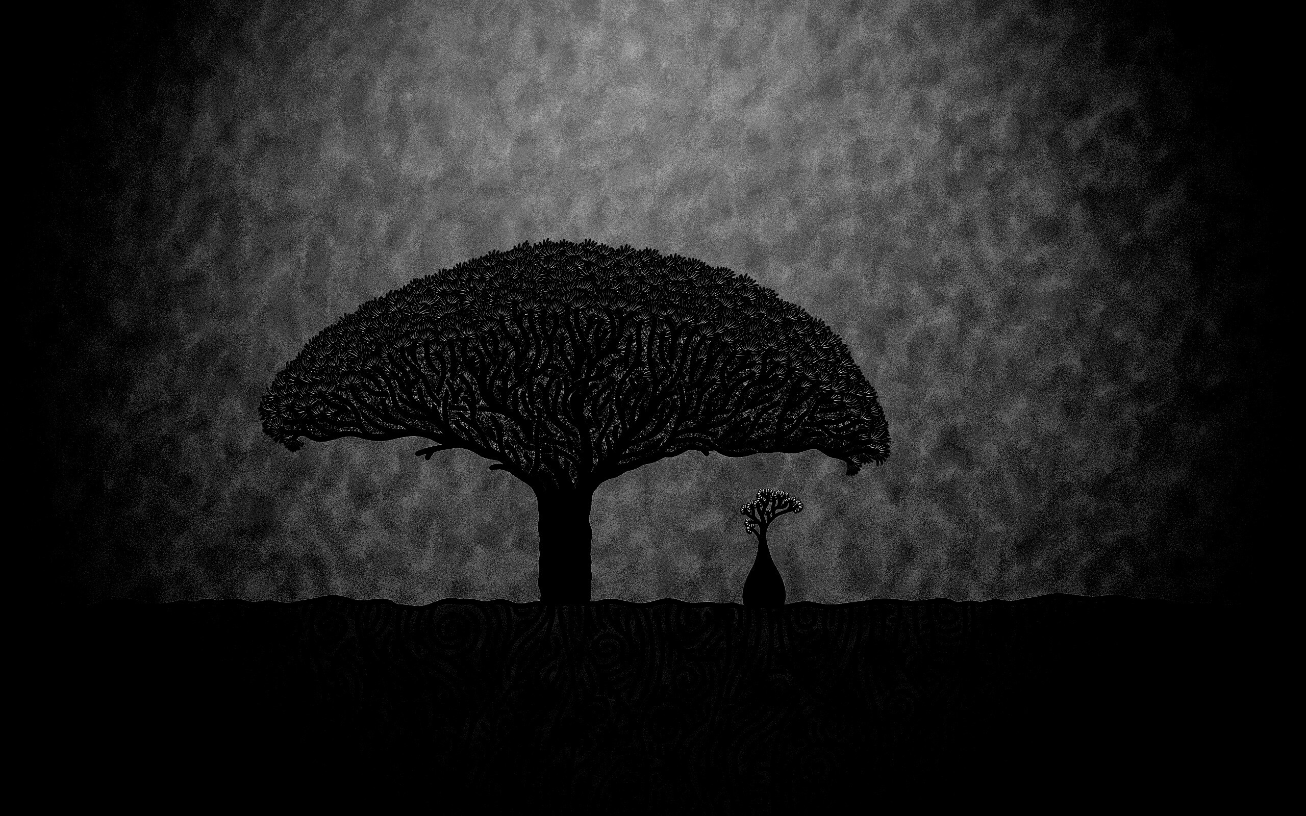 Нарисованное деревце обои