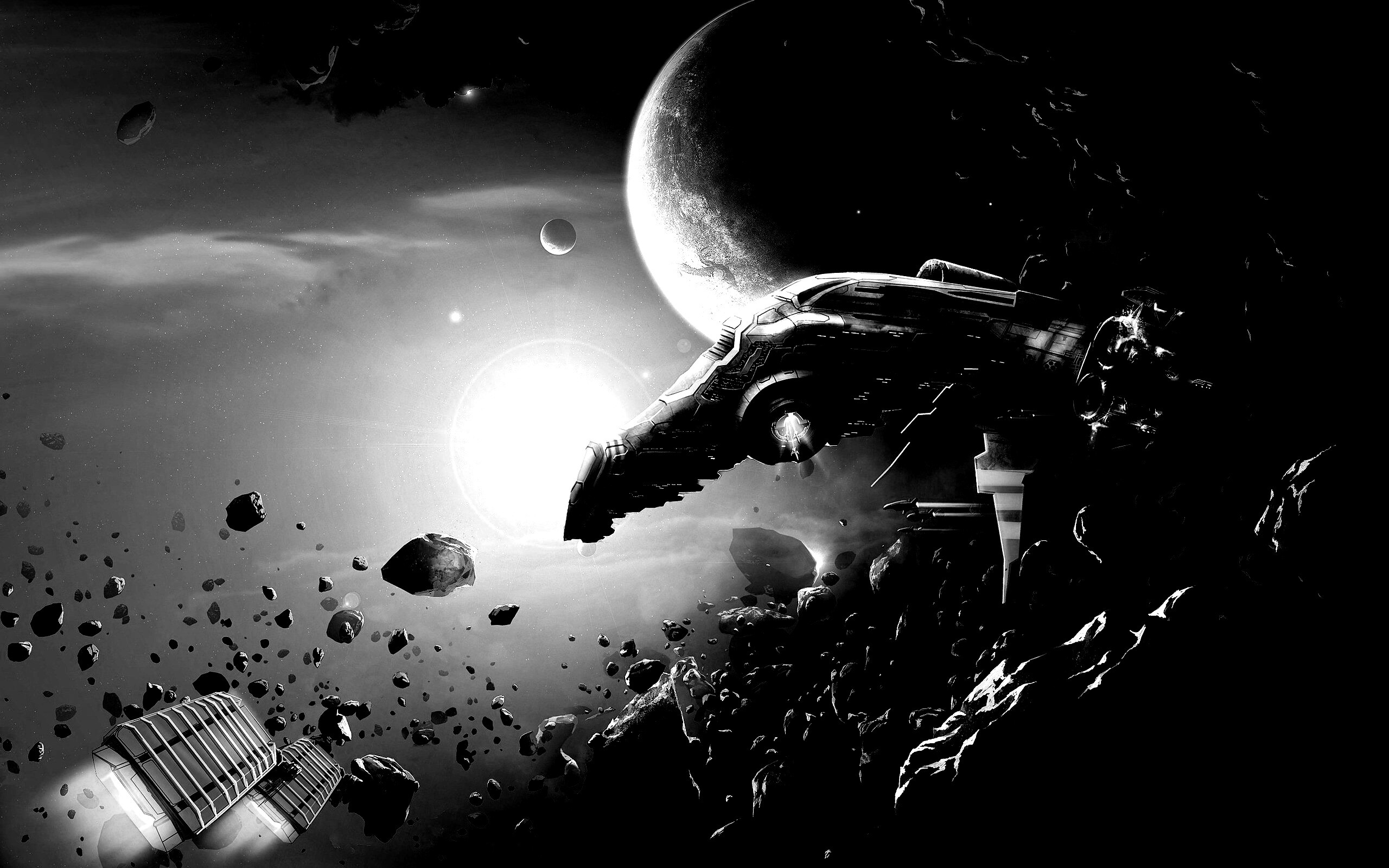 Космические корабли в поясе метеоритов обои