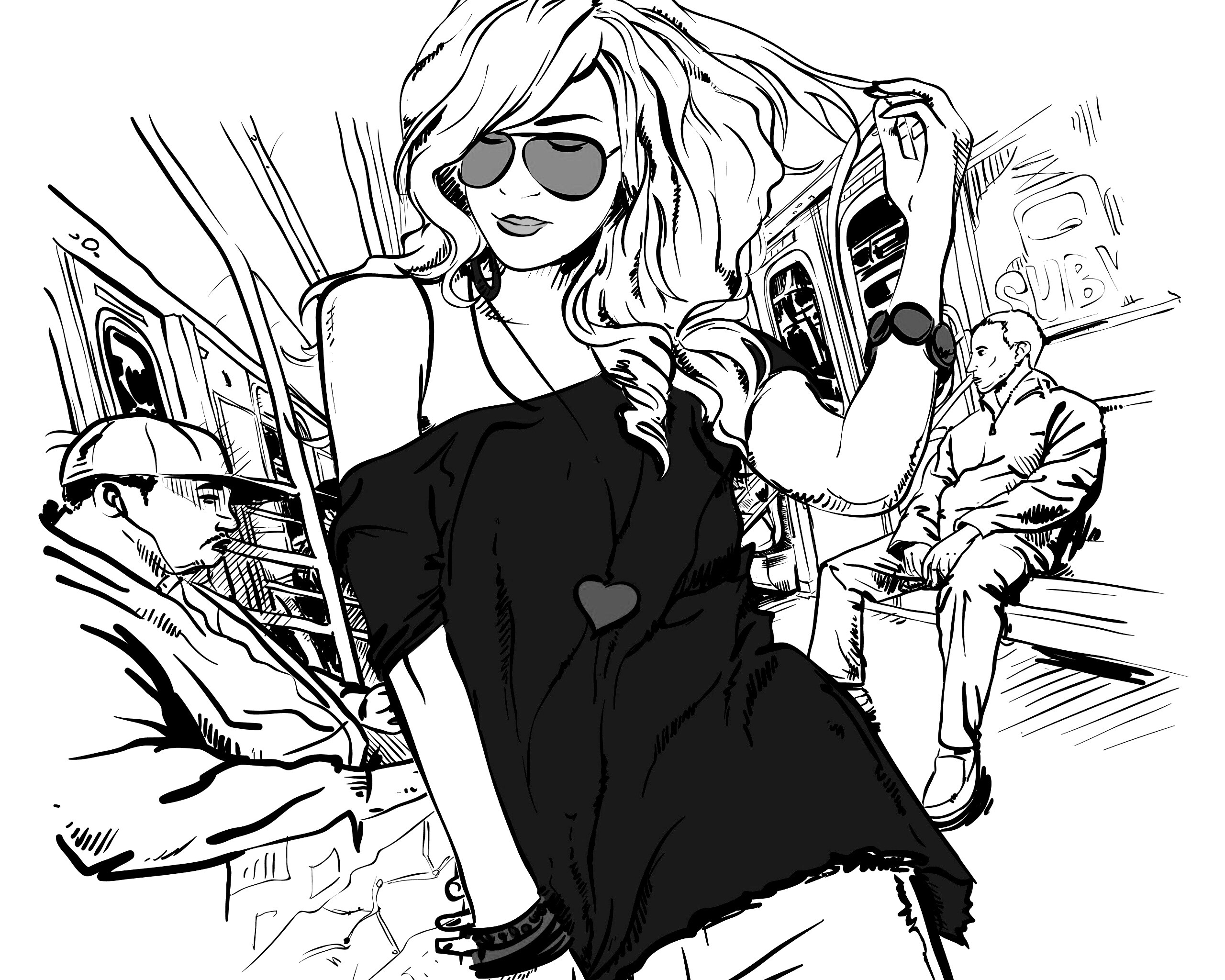 Стильная девушка в метро обои