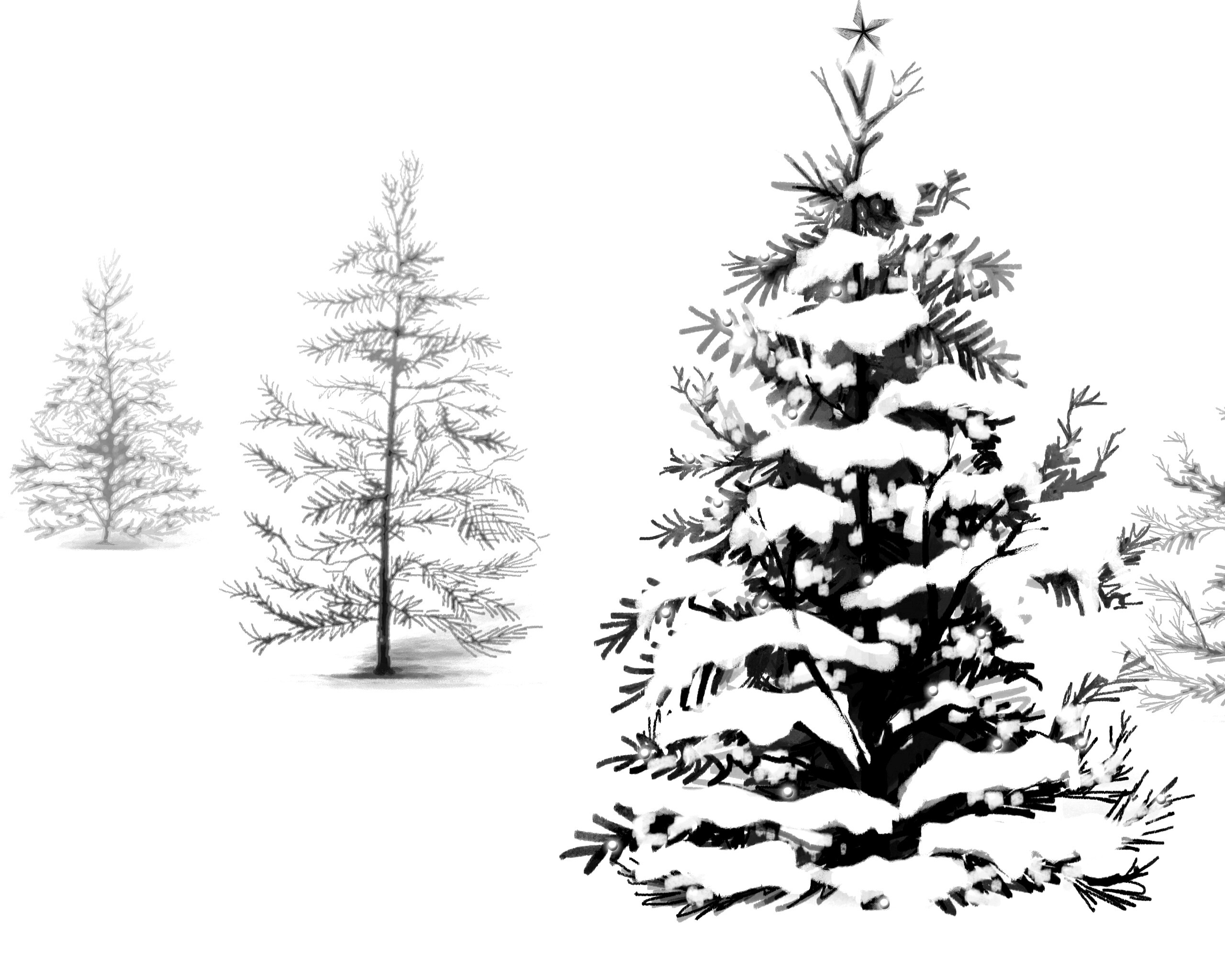 Украшенная ёлочка в лесу обои