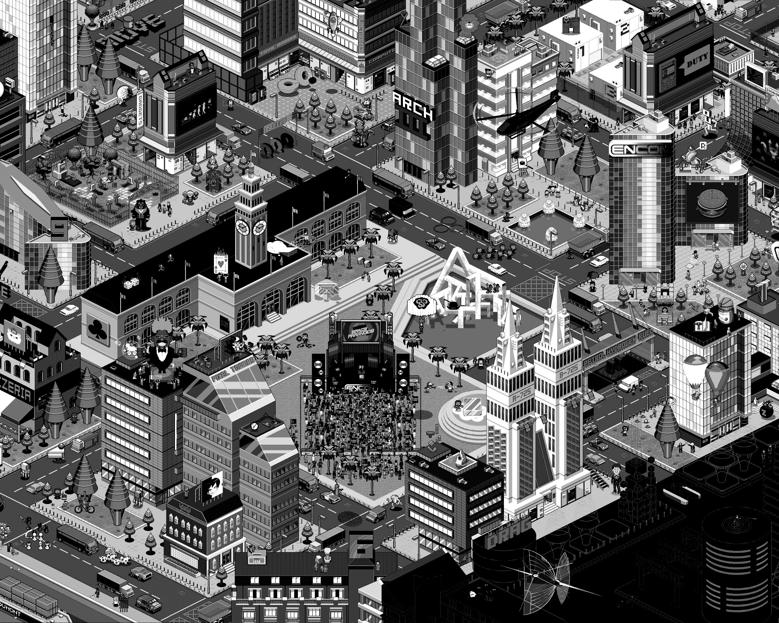 Пиксельный город обои