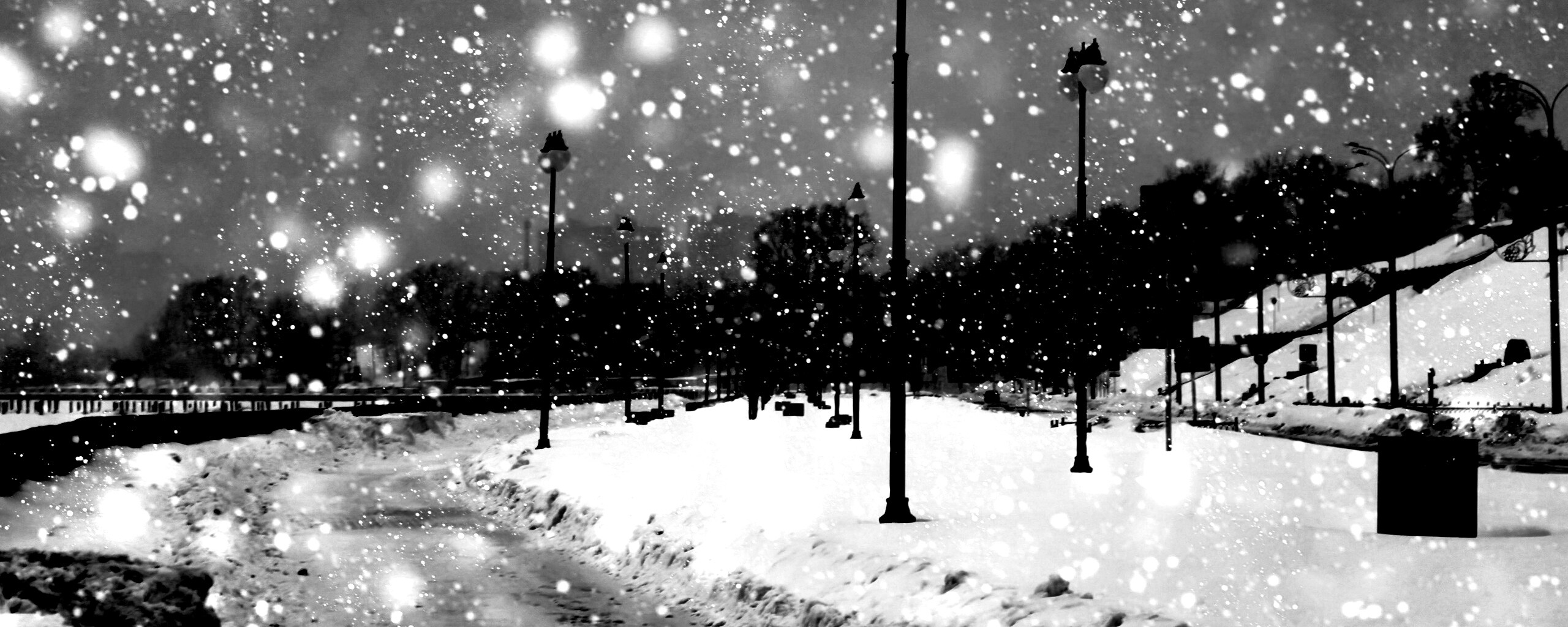 Зимняя набережная обои