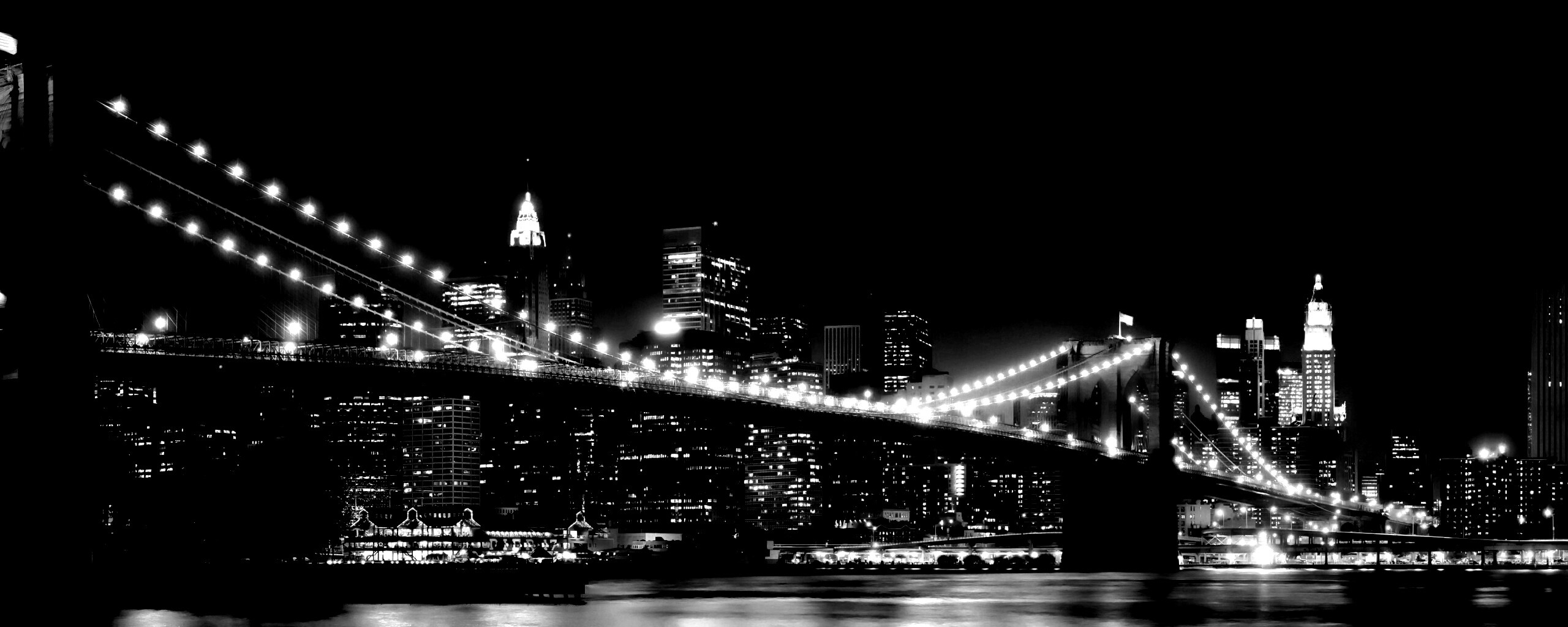 Вид на ночной Нью-Йорк обои