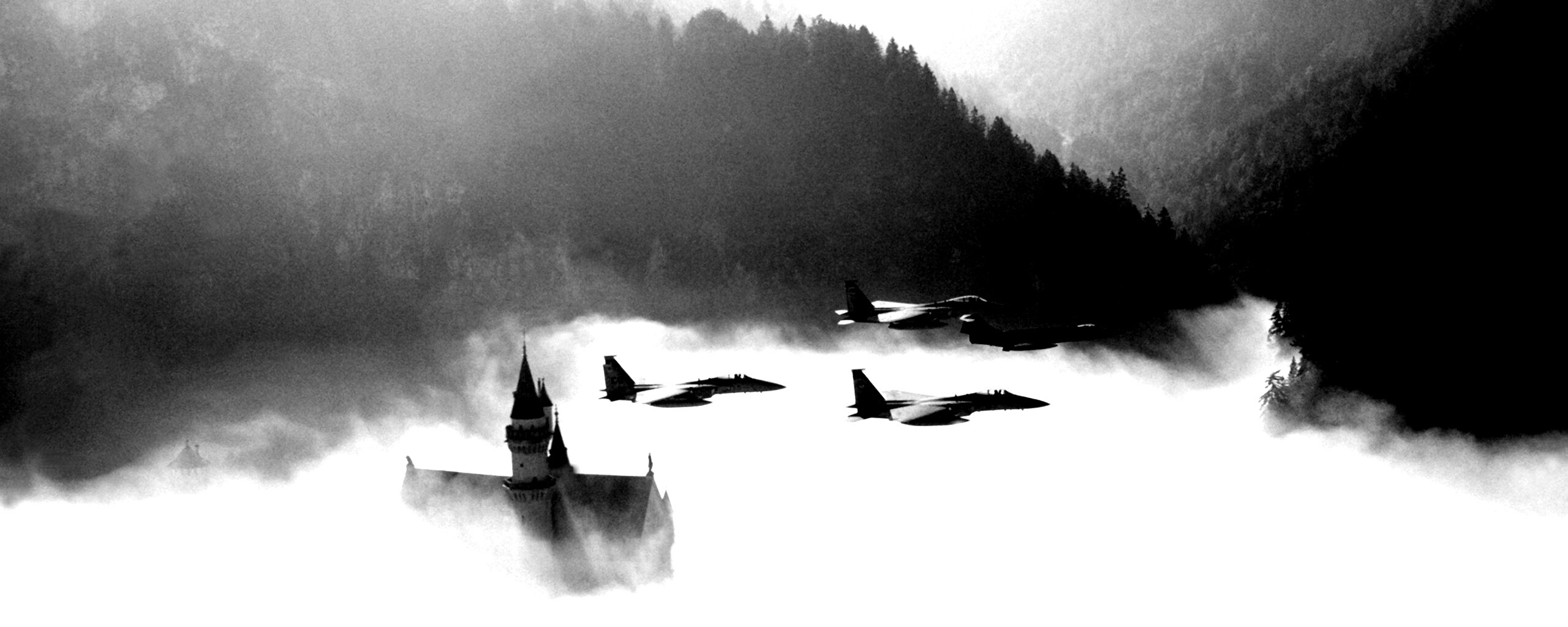 Истребители над замком обои