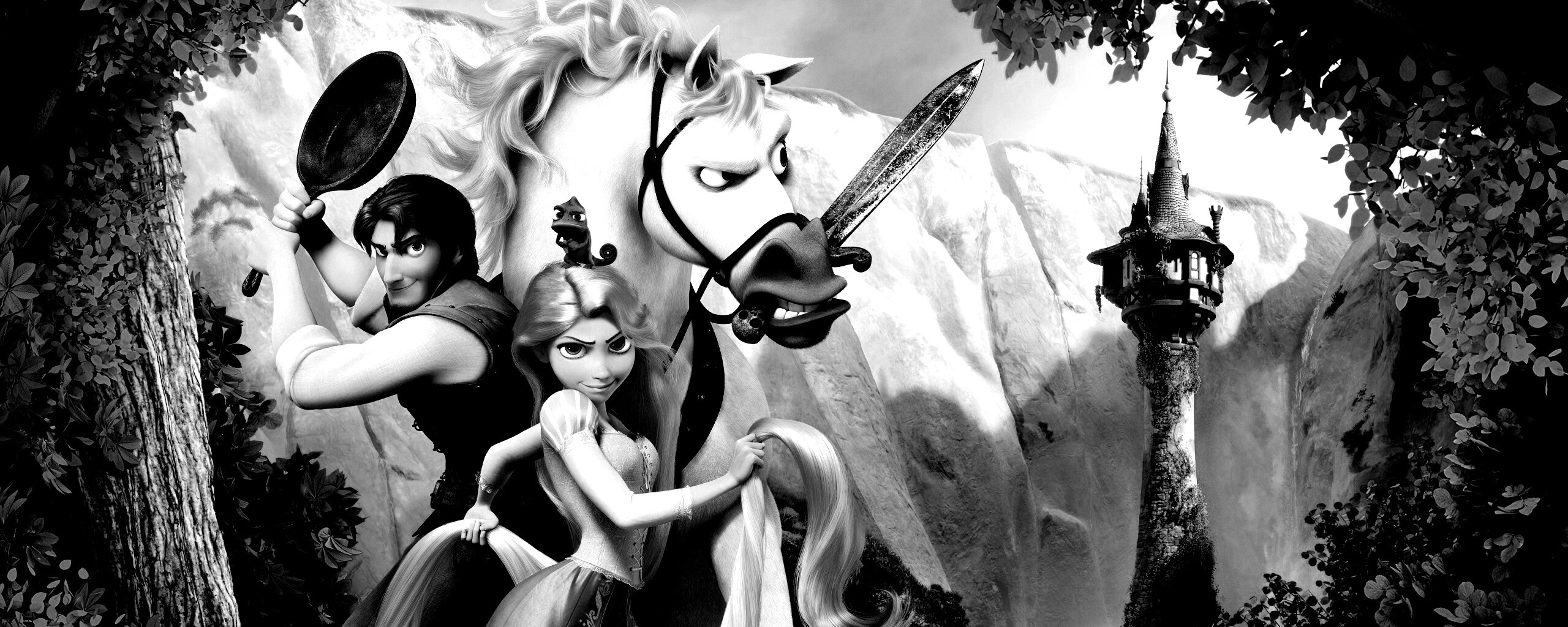Рапунцель, Флин, Максимус и Паскаль обои