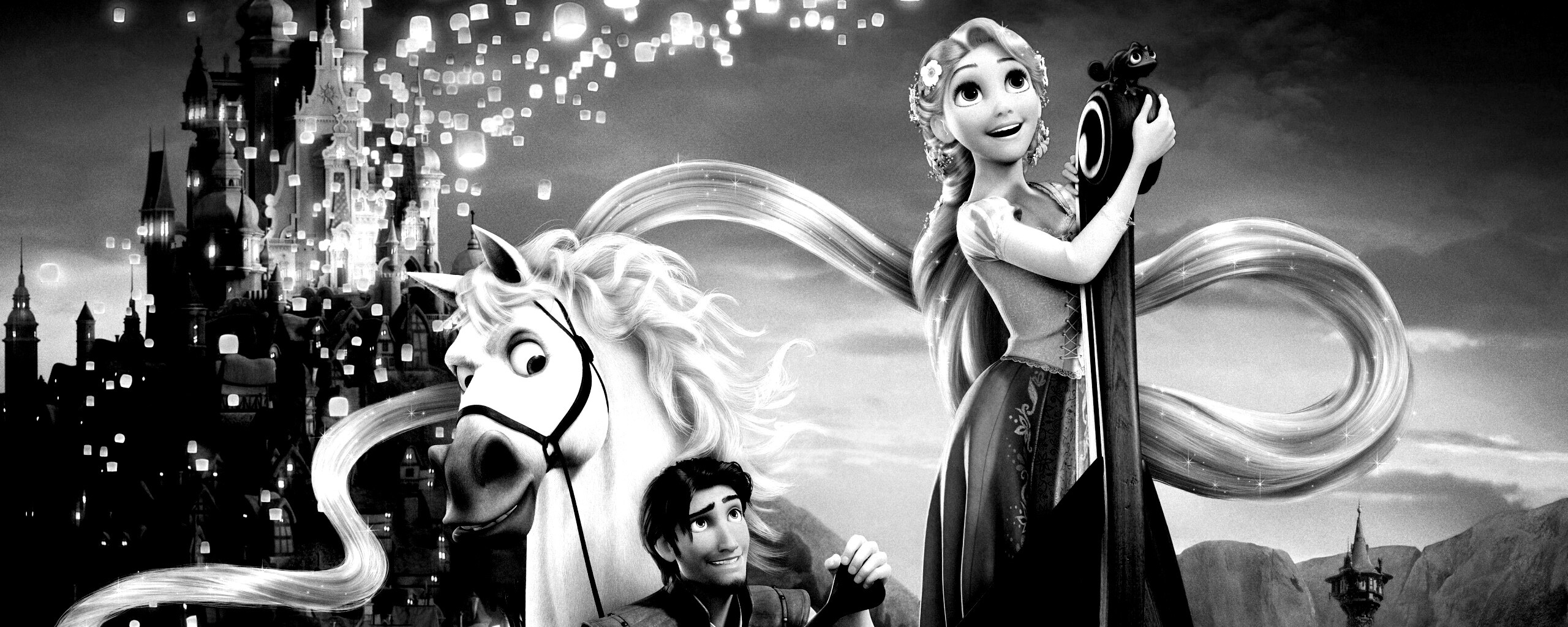 Рапунцель и Флин на лодке обои