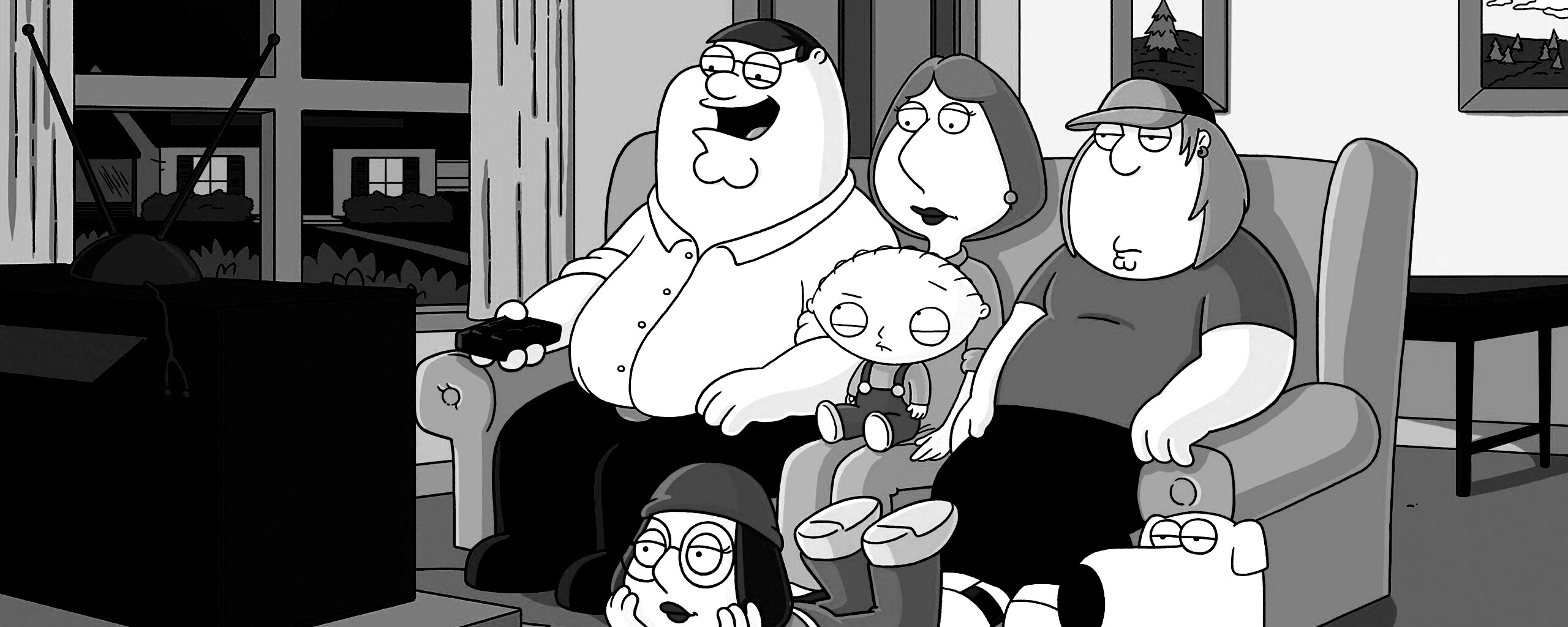 Гриффины всей семьей перед телевизором обои