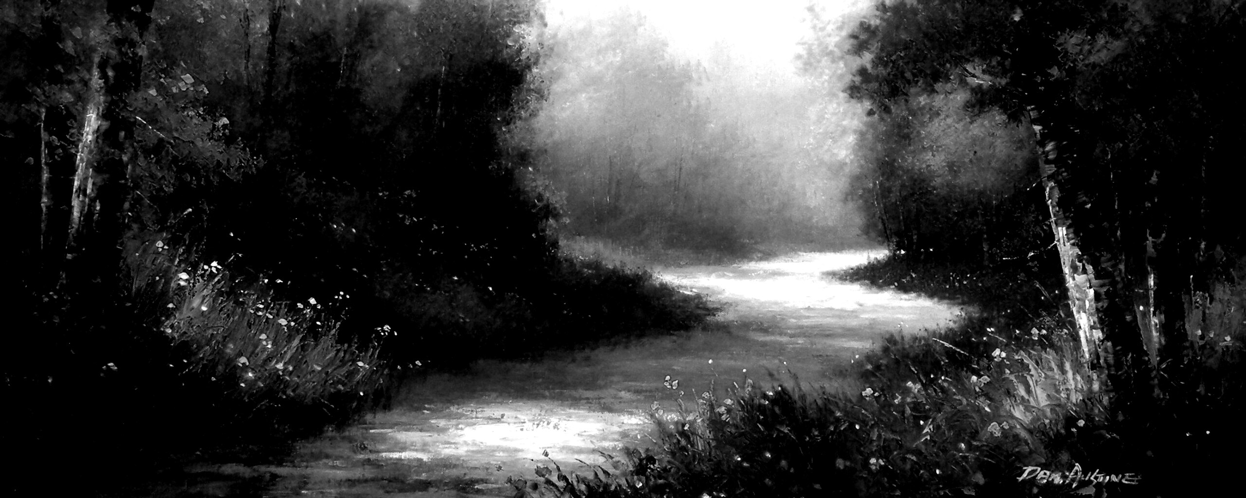 Рисунок лесной дороги обои