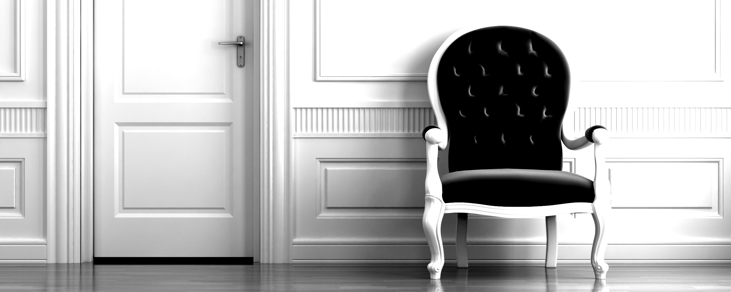 красное кресло в белой комнате обои