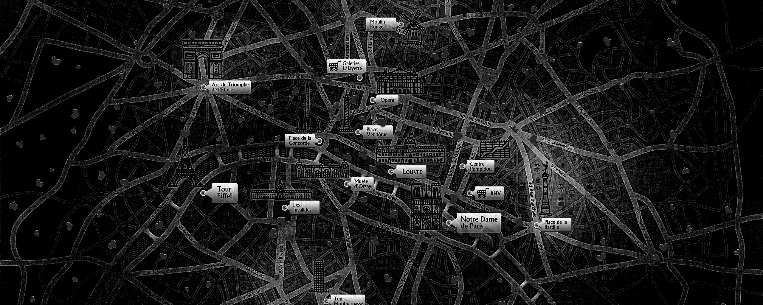 Карта Парижа обои