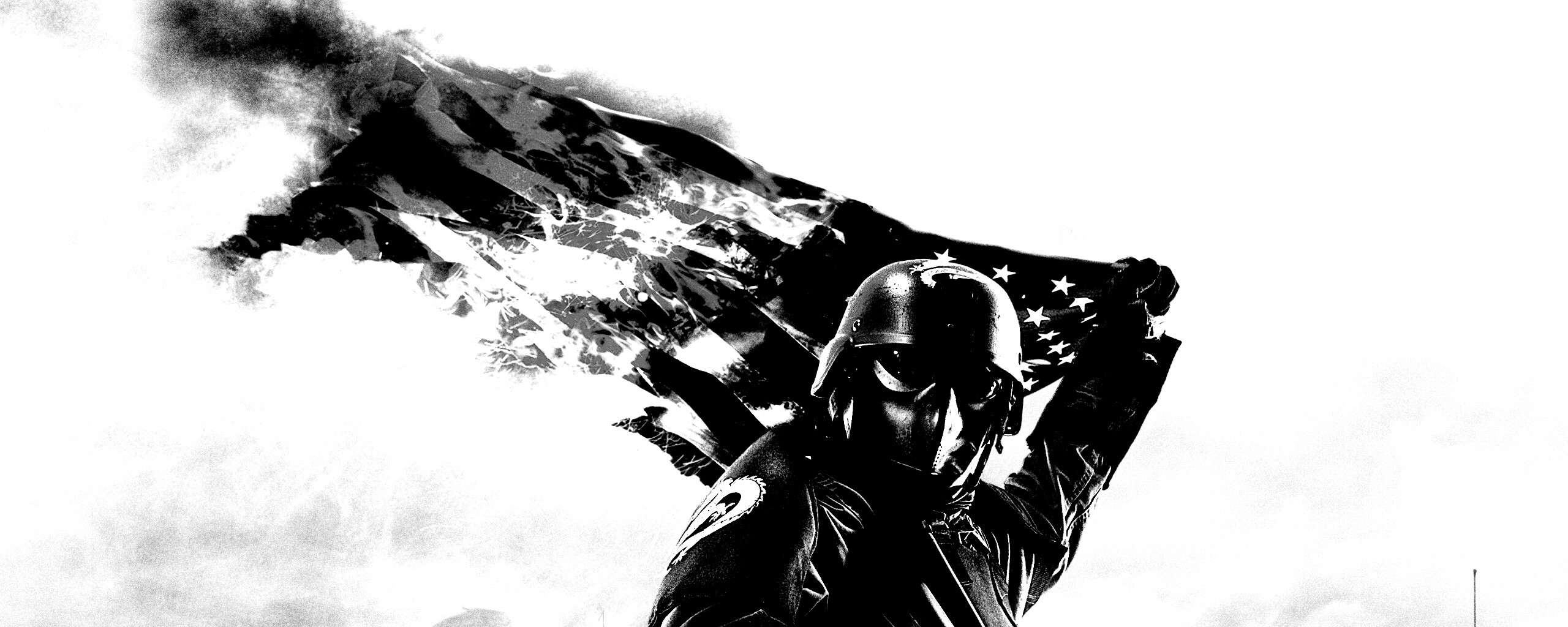 Солдат сжигает американский флаг обои