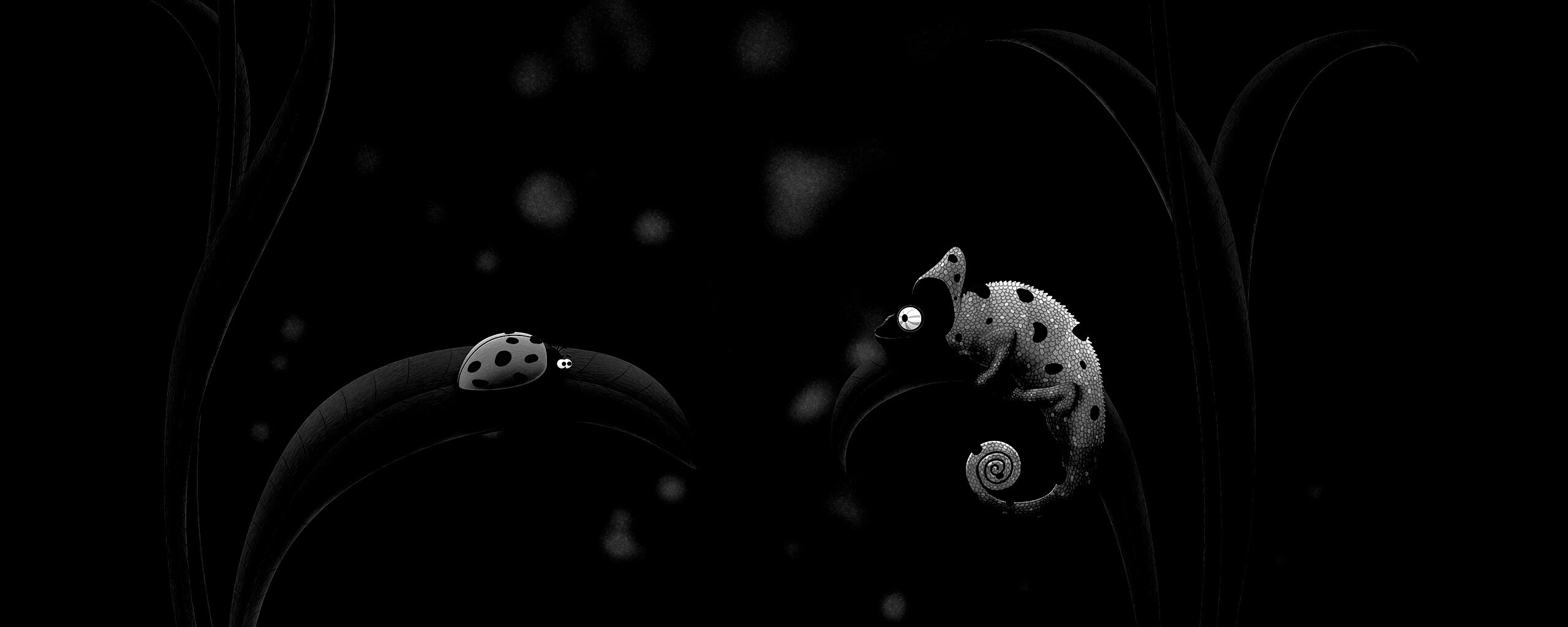 Хамелеон  замаскированный под божью коровку обои