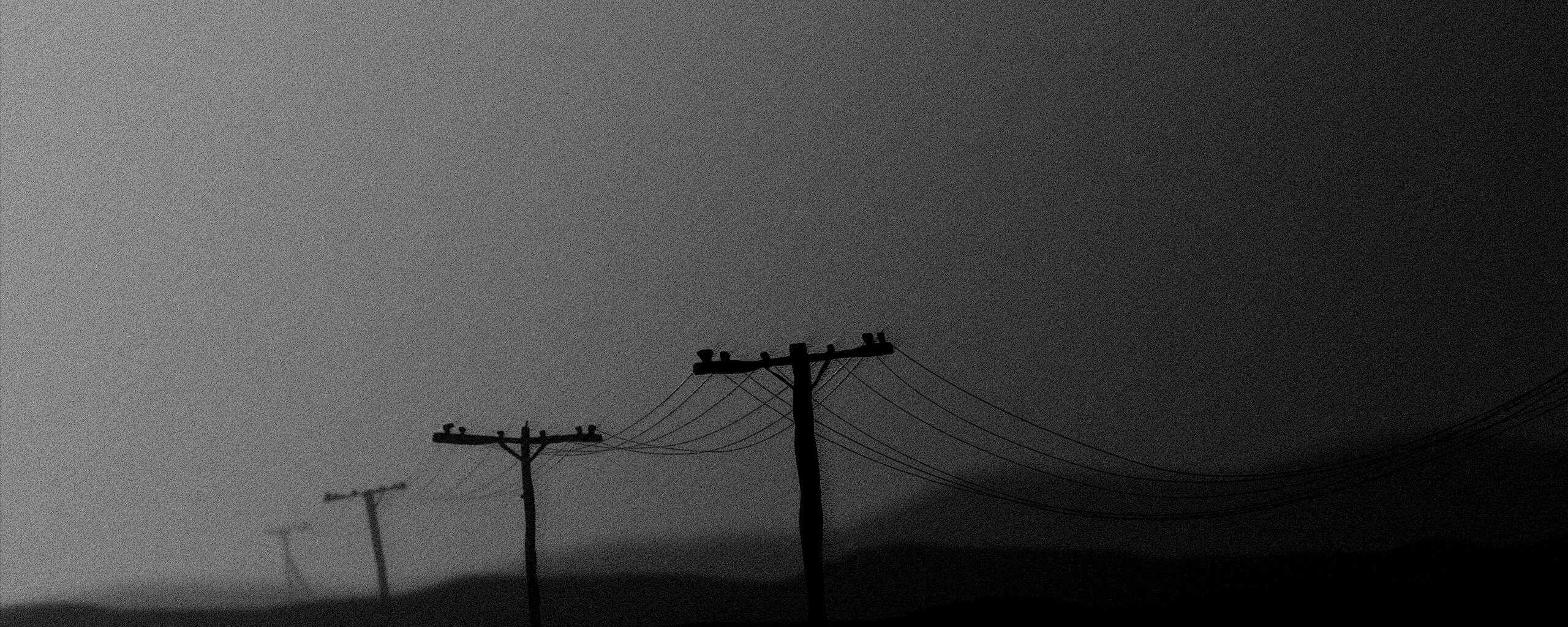 Столбы в тумане обои