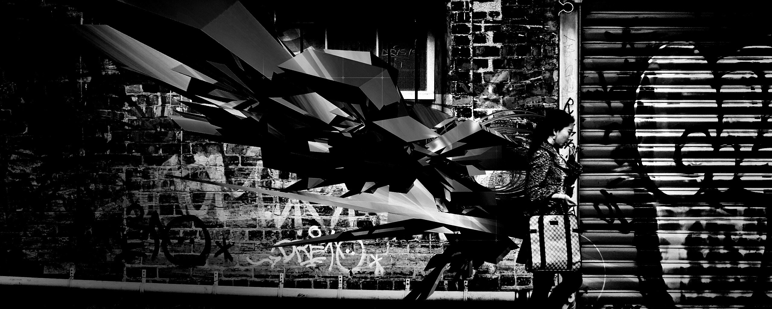 3D граффити на стене обои