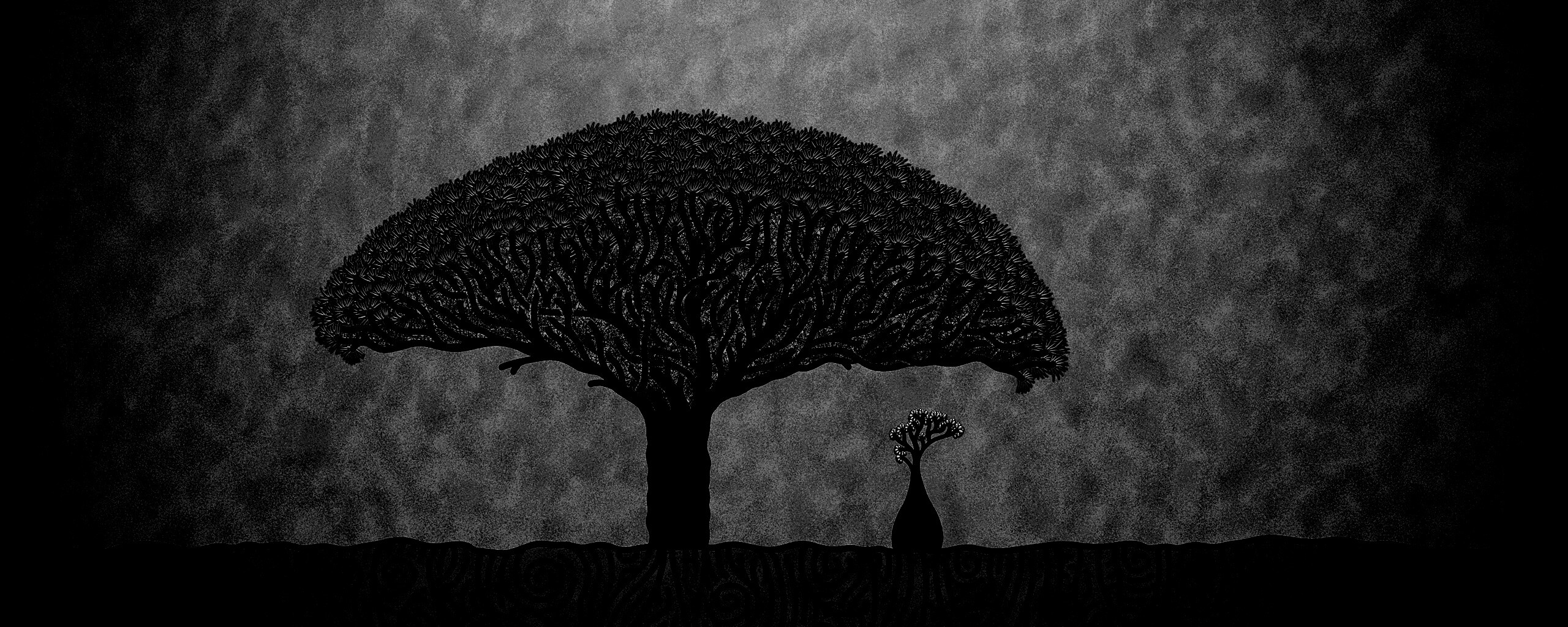 Нарисованное деревце обои